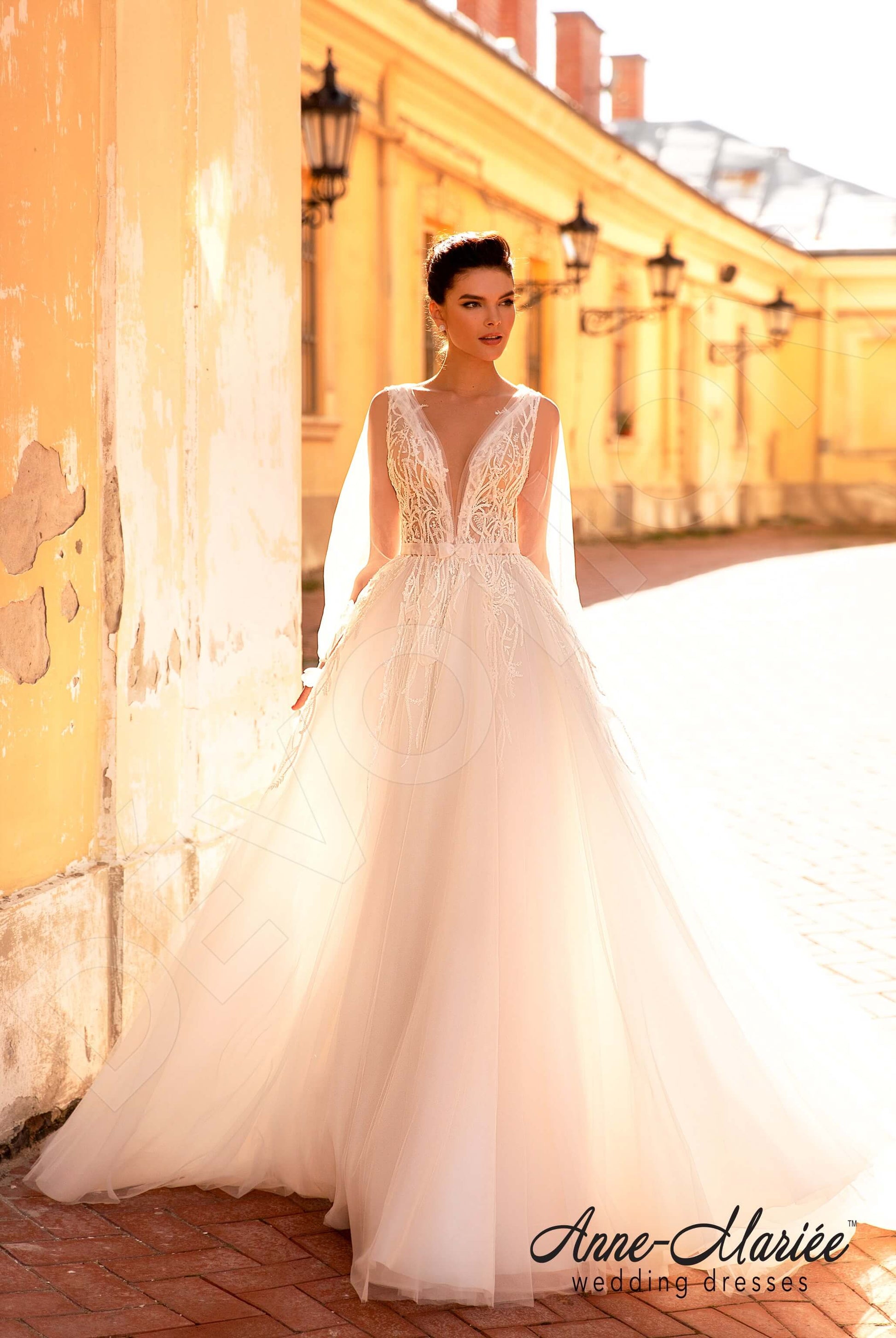 Pelagia A-line Illusion Milk Wedding dress