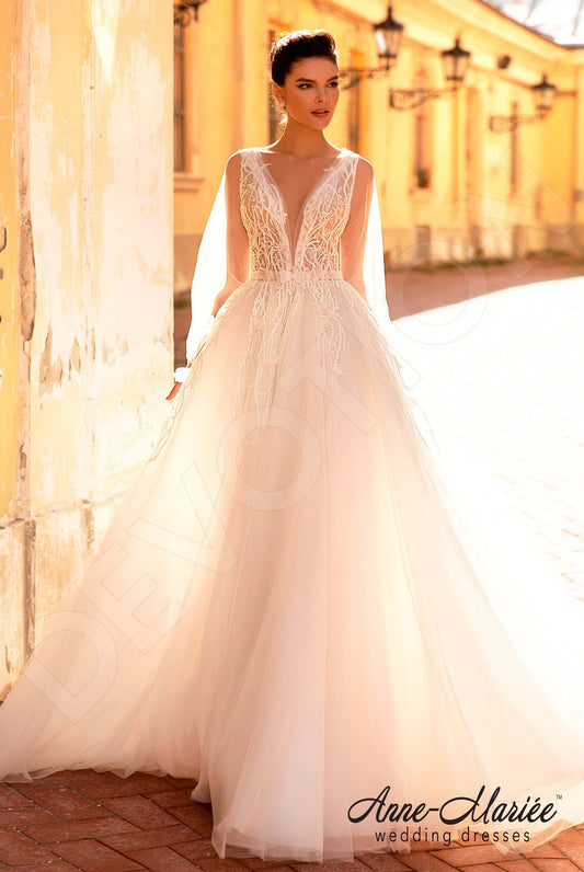 Pelagia A-line Illusion Milk Wedding dress