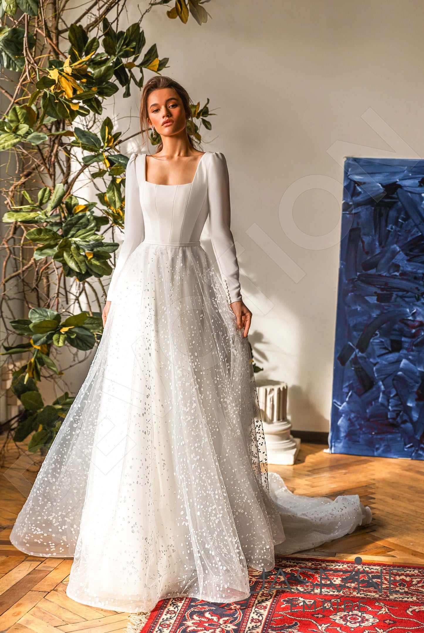 Serena Open back A-line Long sleeve Wedding Dress 5