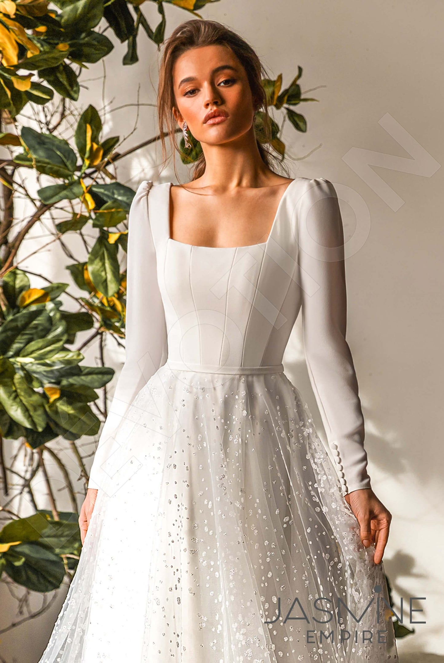 Serena Open back A-line Long sleeve Wedding Dress 4