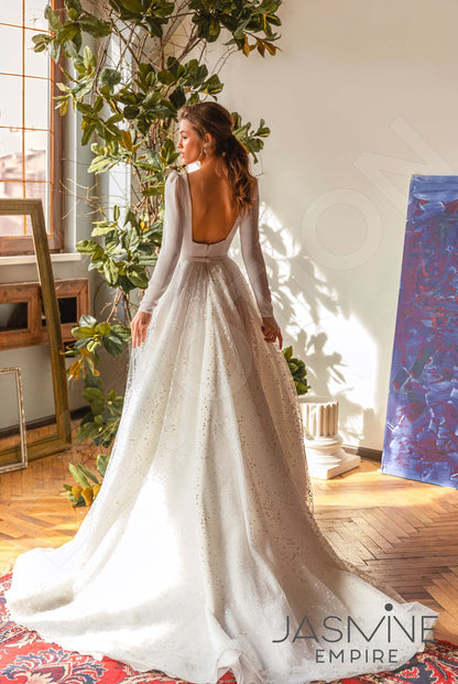 Serena Open back A-line Long sleeve Wedding Dress Back