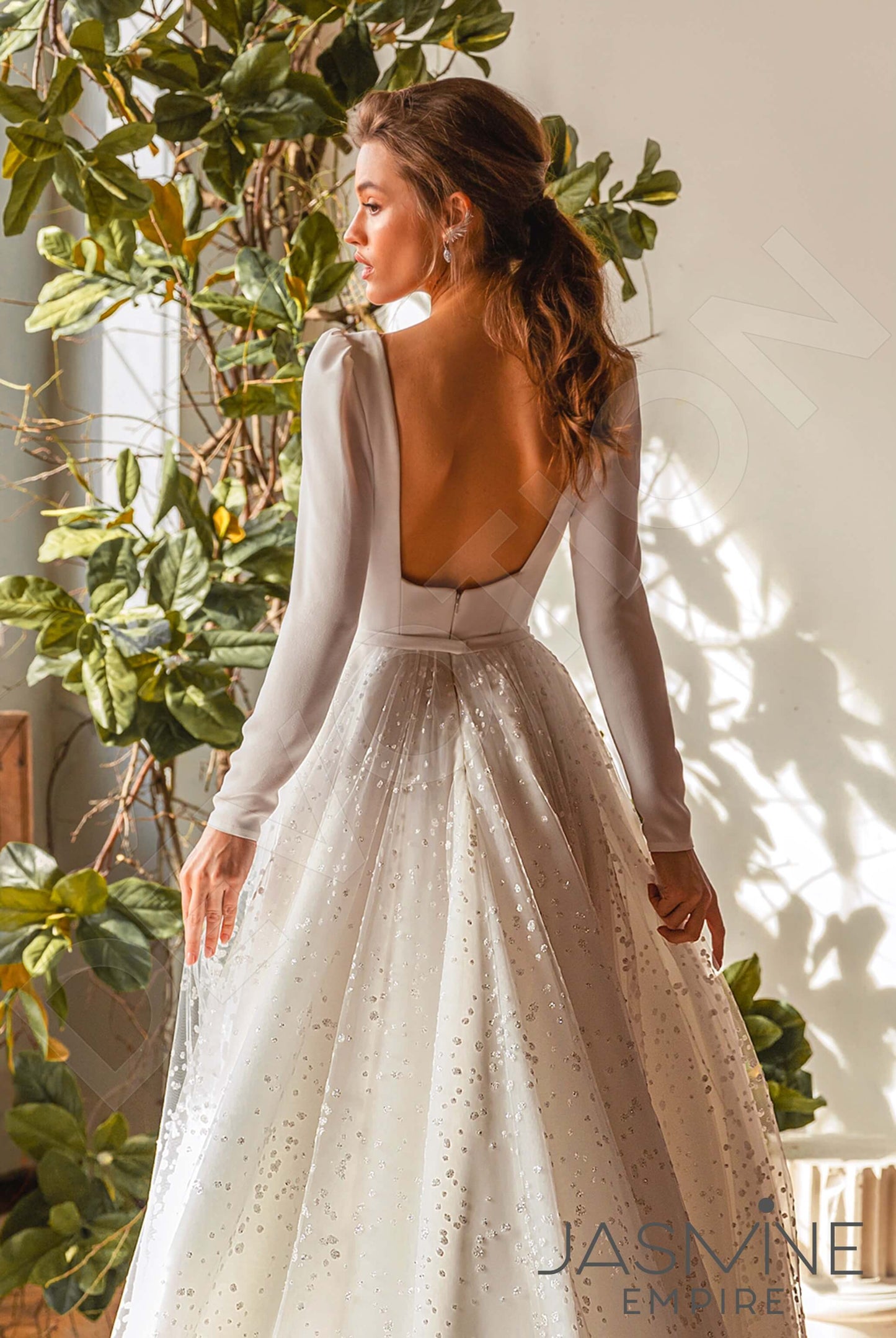 Serena Open back A-line Long sleeve Wedding Dress 3