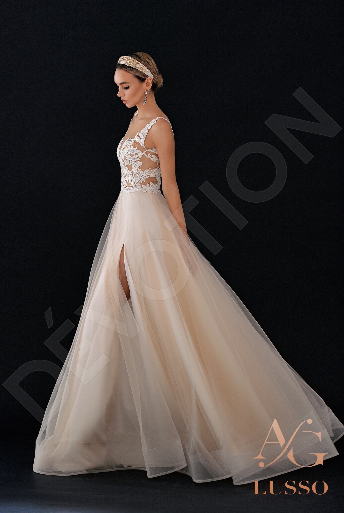 Deny Illusion back A-line Sleeveless Wedding Dress 7