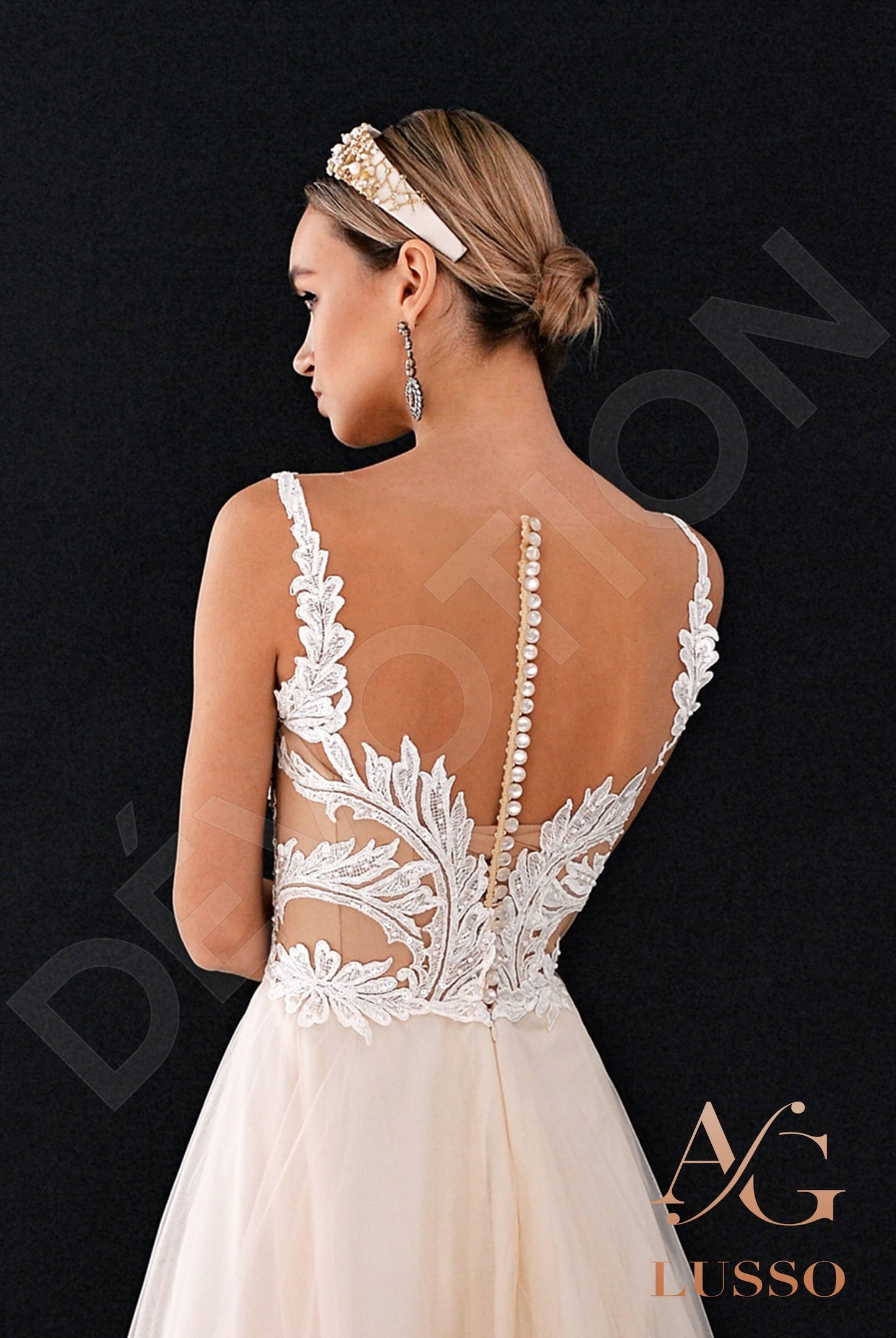 Deny Illusion back A-line Sleeveless Wedding Dress 3