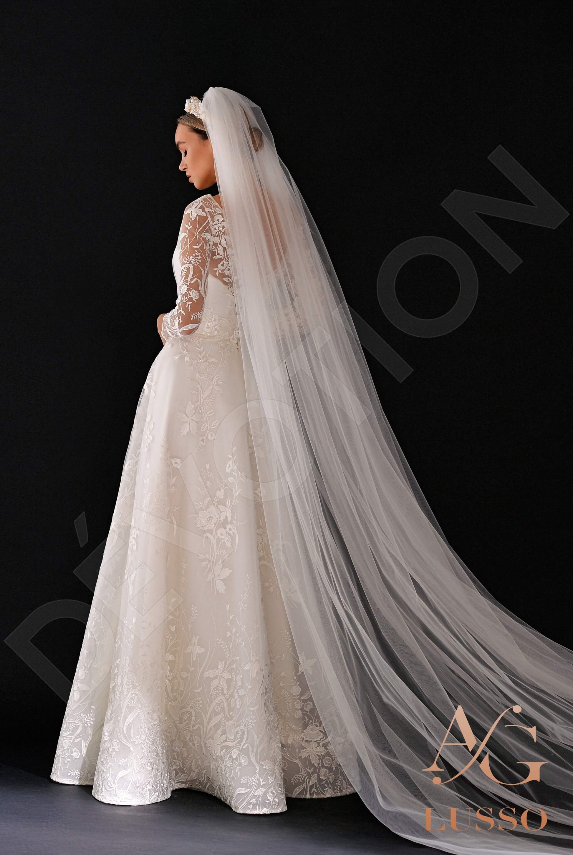 Erina A-line Deep V-neck Ivory Wedding dress