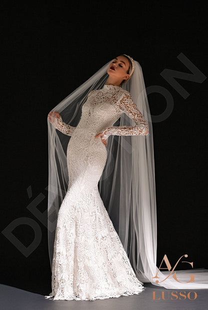 Oda Open back Trumpet/Mermaid Long sleeve Wedding Dress 4