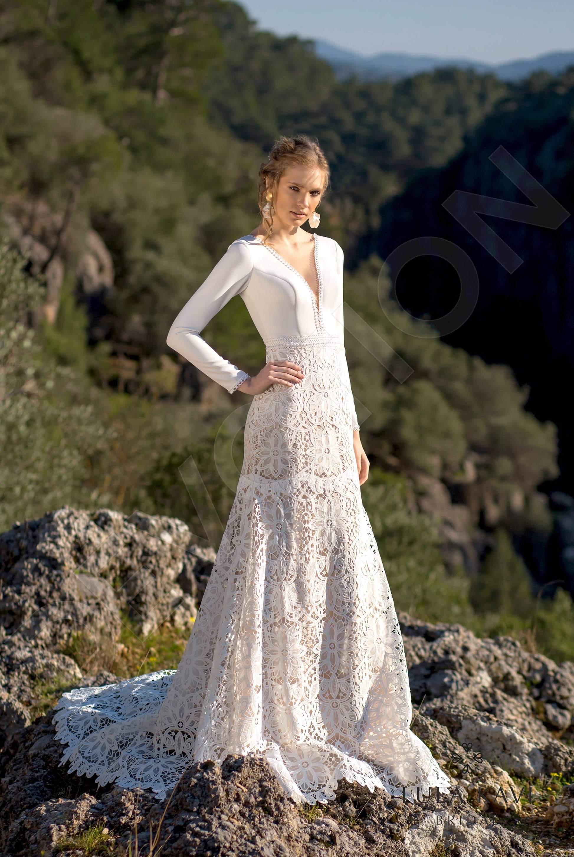 Aslaug Trumpet/Mermaid Illusion Milk Cappuccino Wedding dress