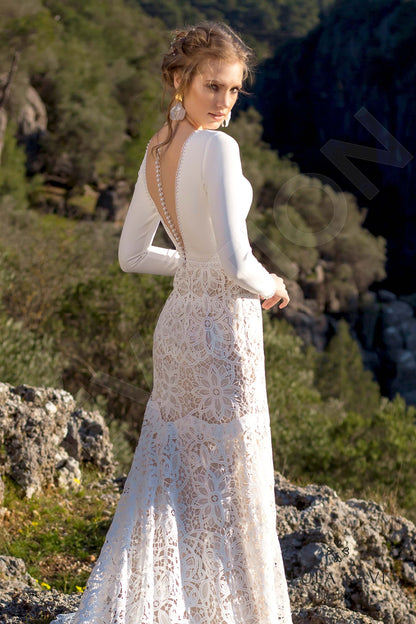 Aslaug Illusion back Trumpet/Mermaid Long sleeve Wedding Dress 4