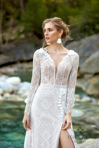 Judithe Open back A-line Long sleeve Wedding Dress 2