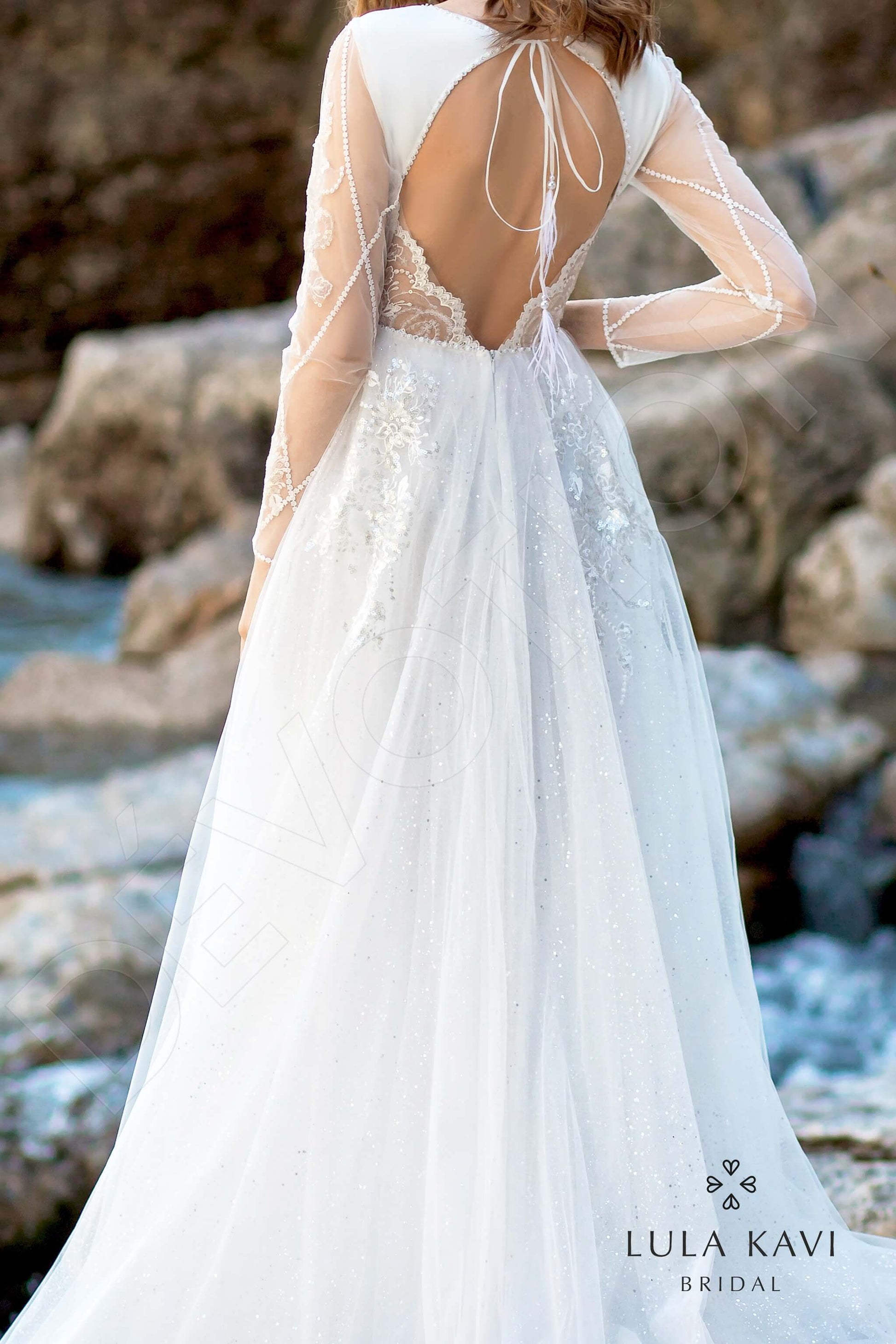 Nabia A-line Boat/Bateau Milk Wedding dress