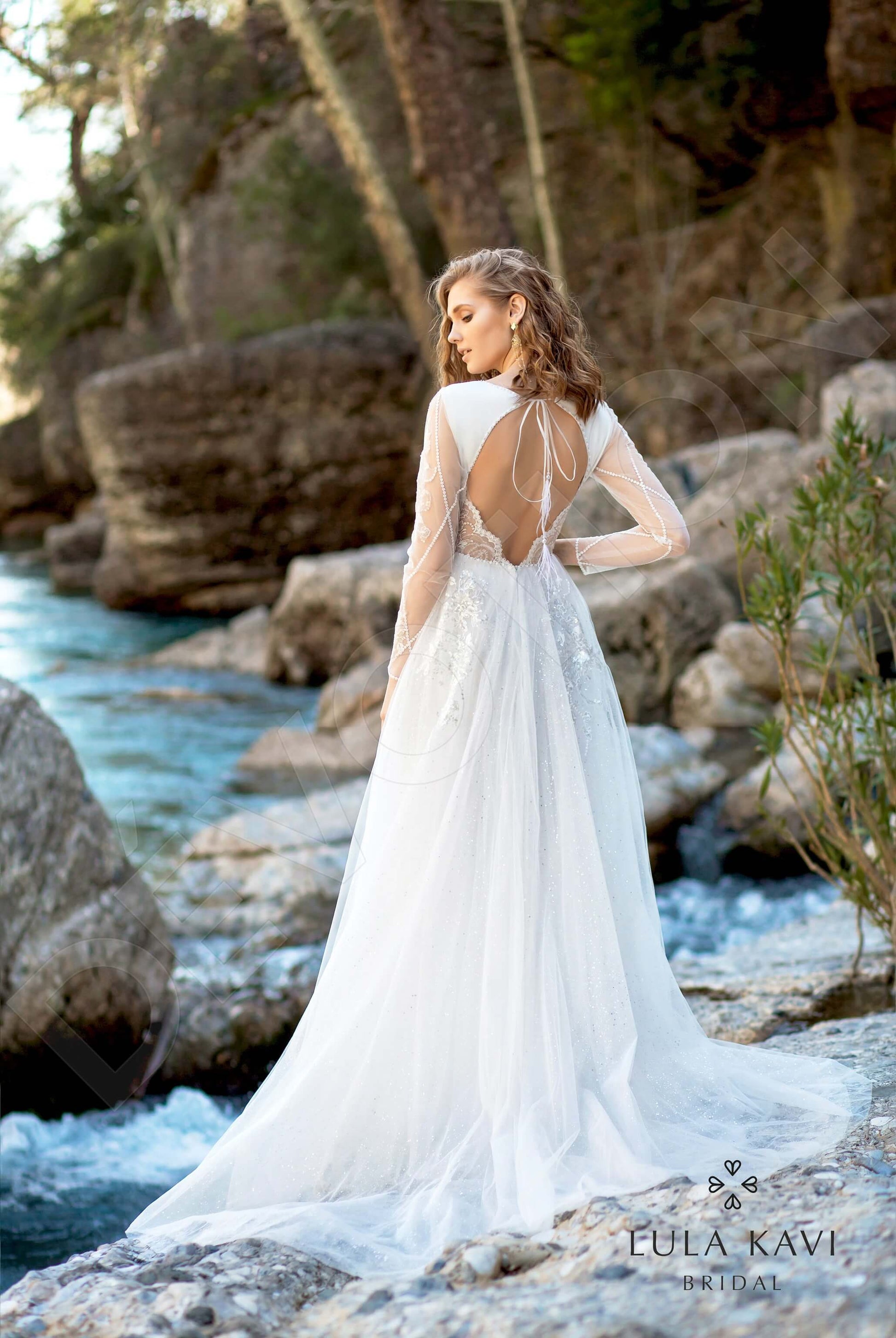 Nabia A-line Boat/Bateau Milk Wedding dress