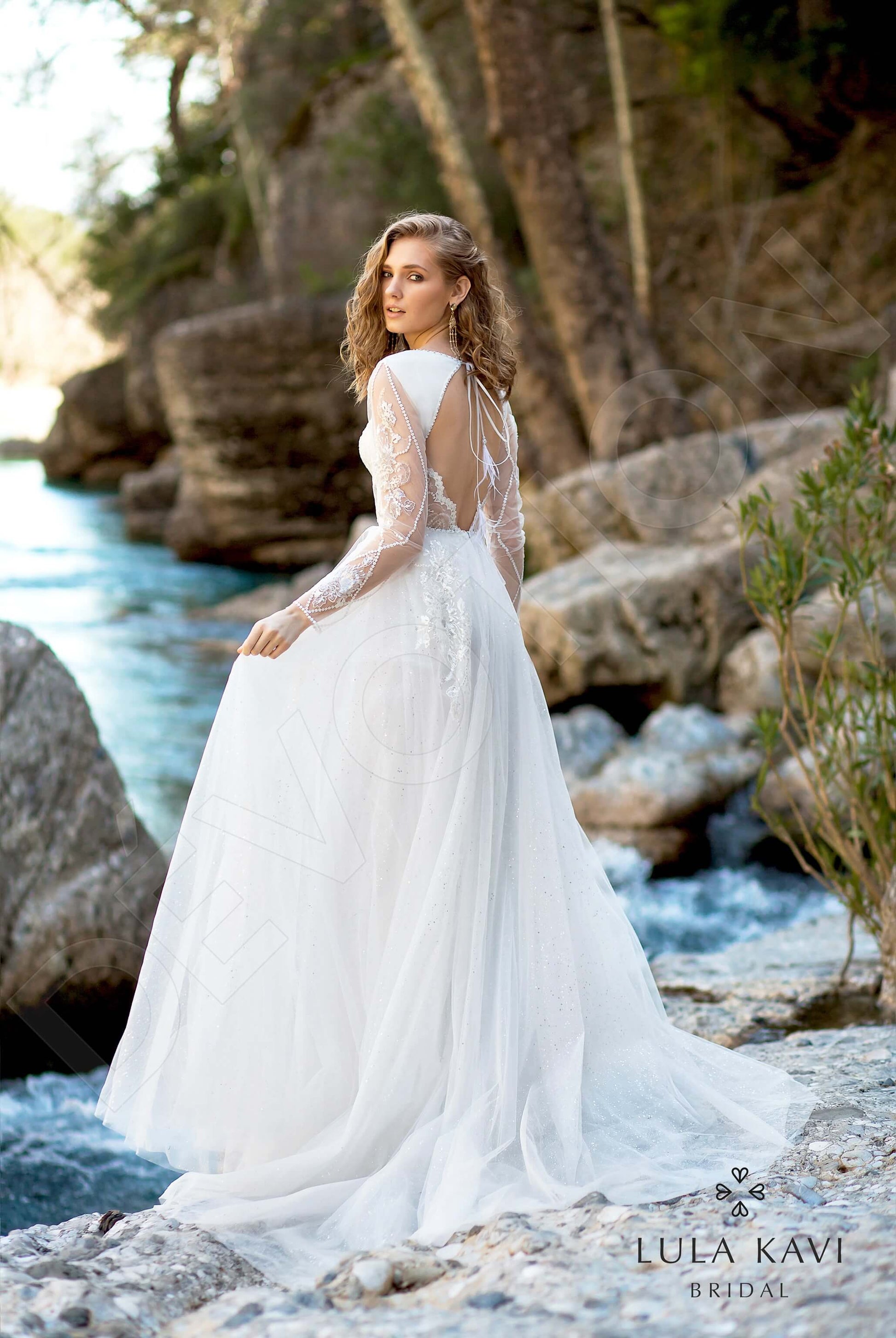 Nabia A-line Boat/Bateau Milk Wedding dress