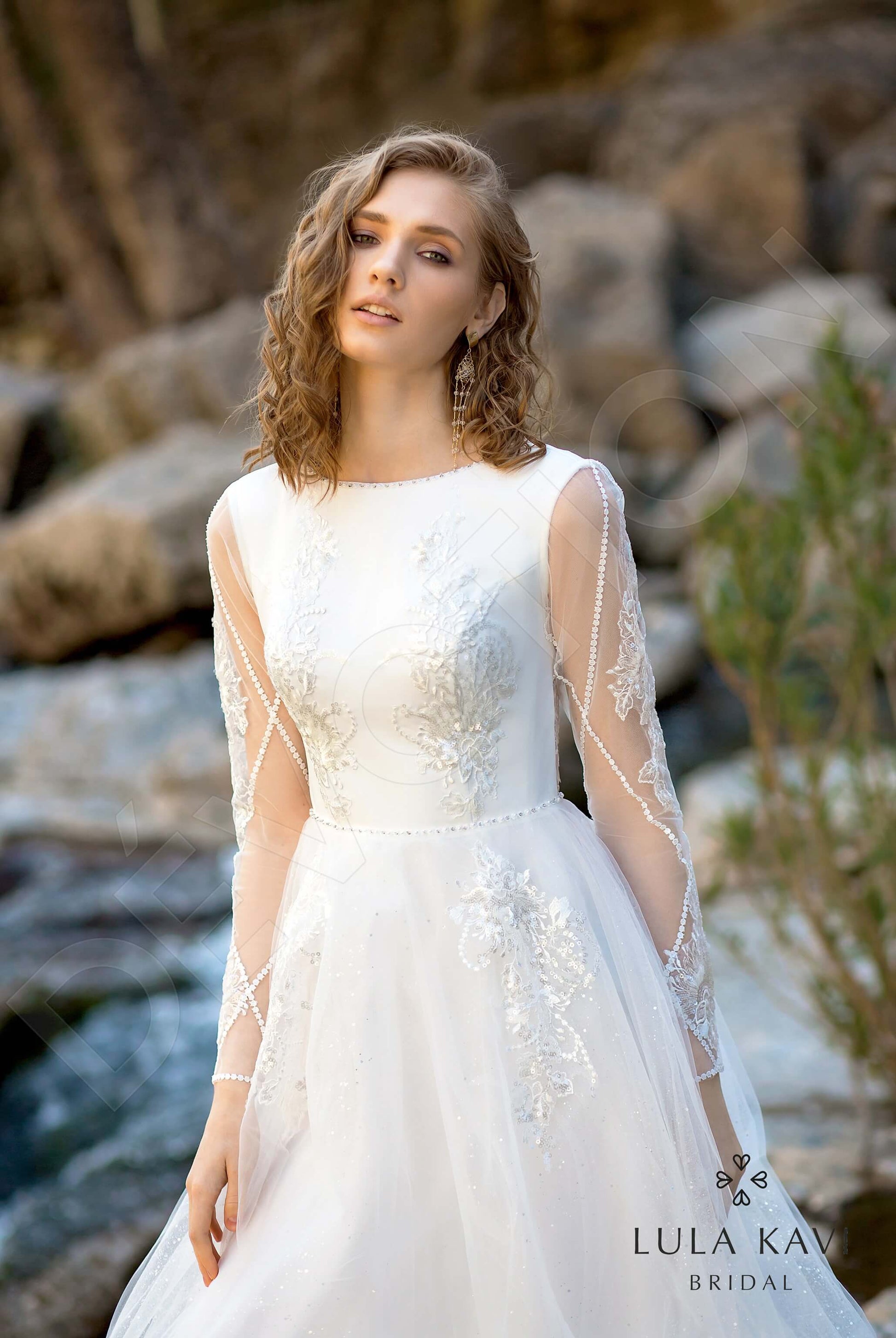 Nabia A-line Boat/Bateau Milk Wedding dress