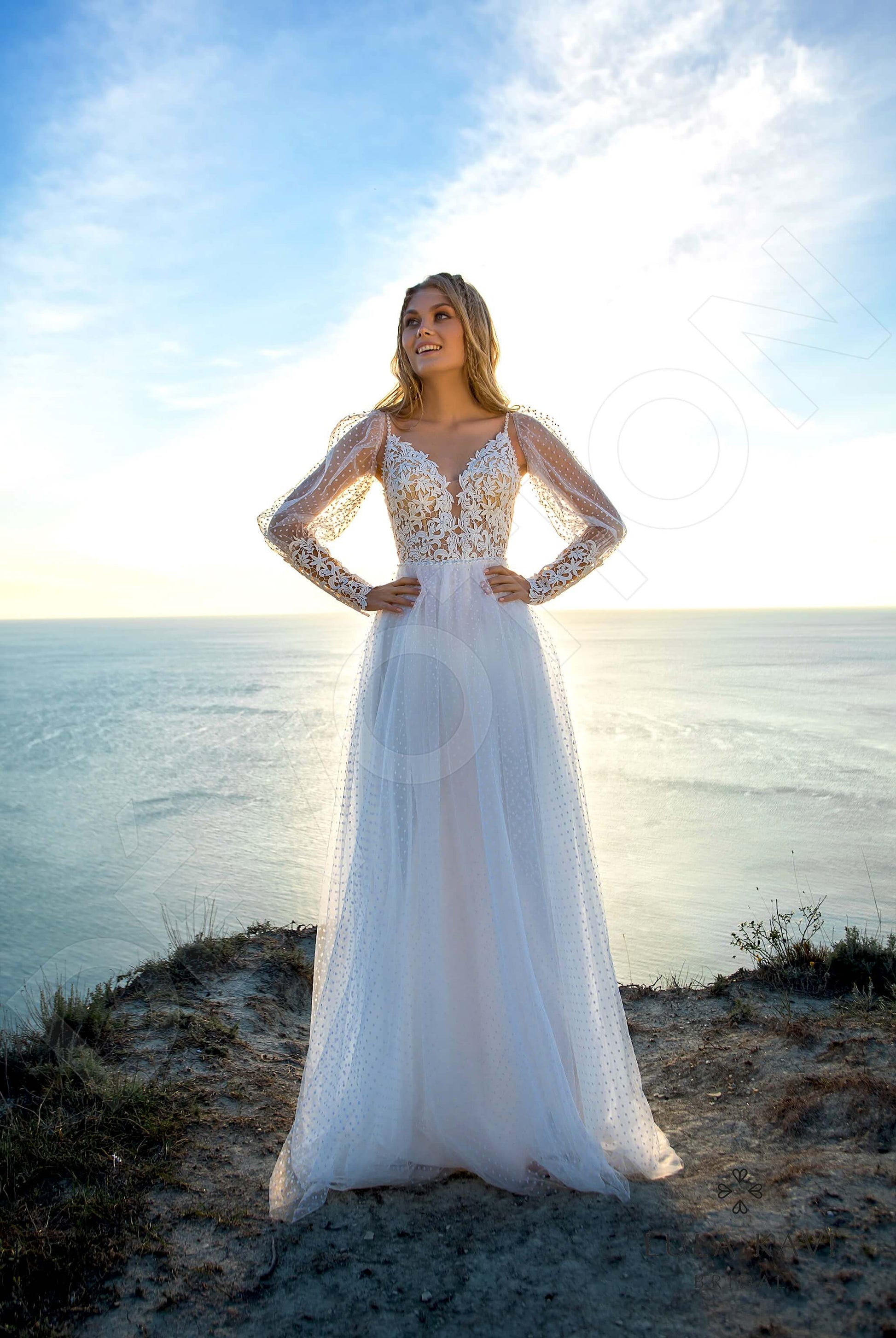 Tafari A-line Deep V-neck Milk Wedding dress