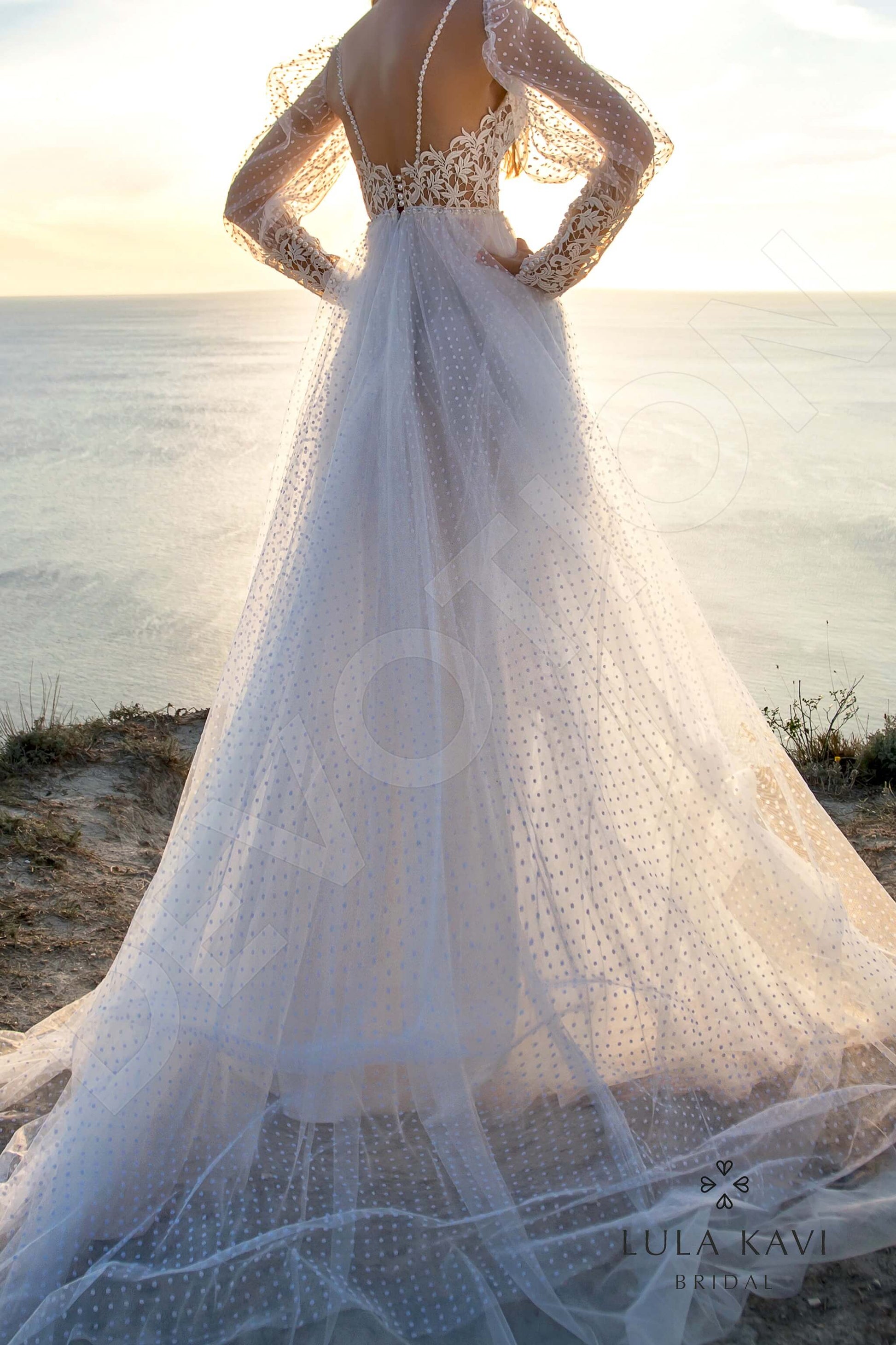 Tafari A-line Deep V-neck Milk Wedding dress