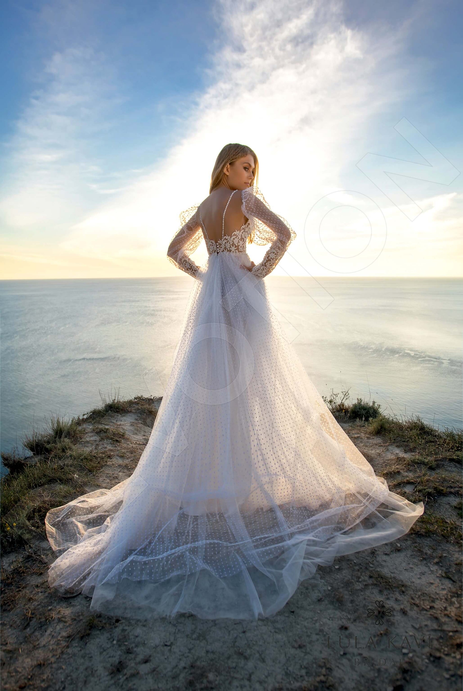 Tafari A-line Deep V-neck Milk Wedding dress