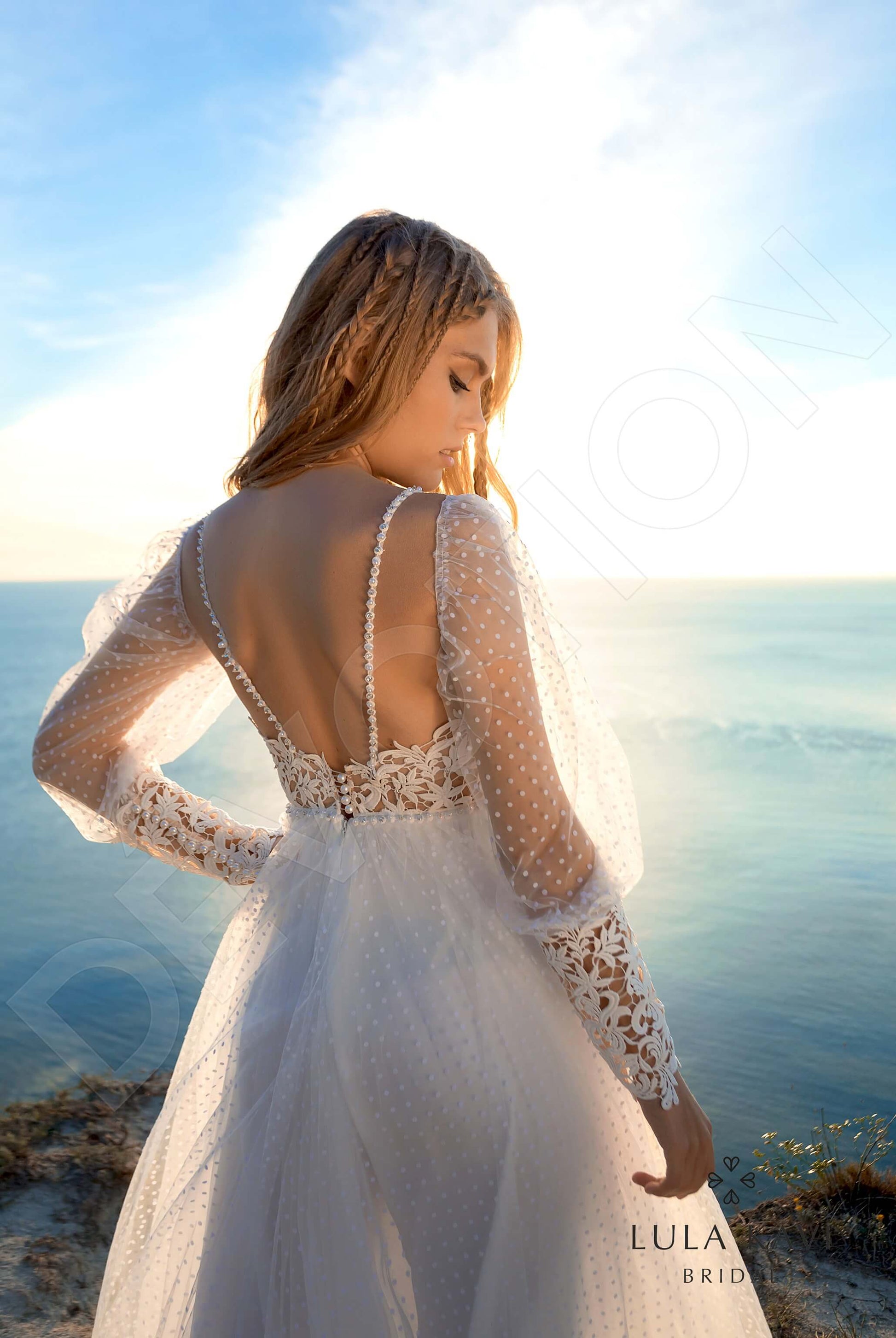 Tafari A-line Deep V-neck Milk Wedding dress