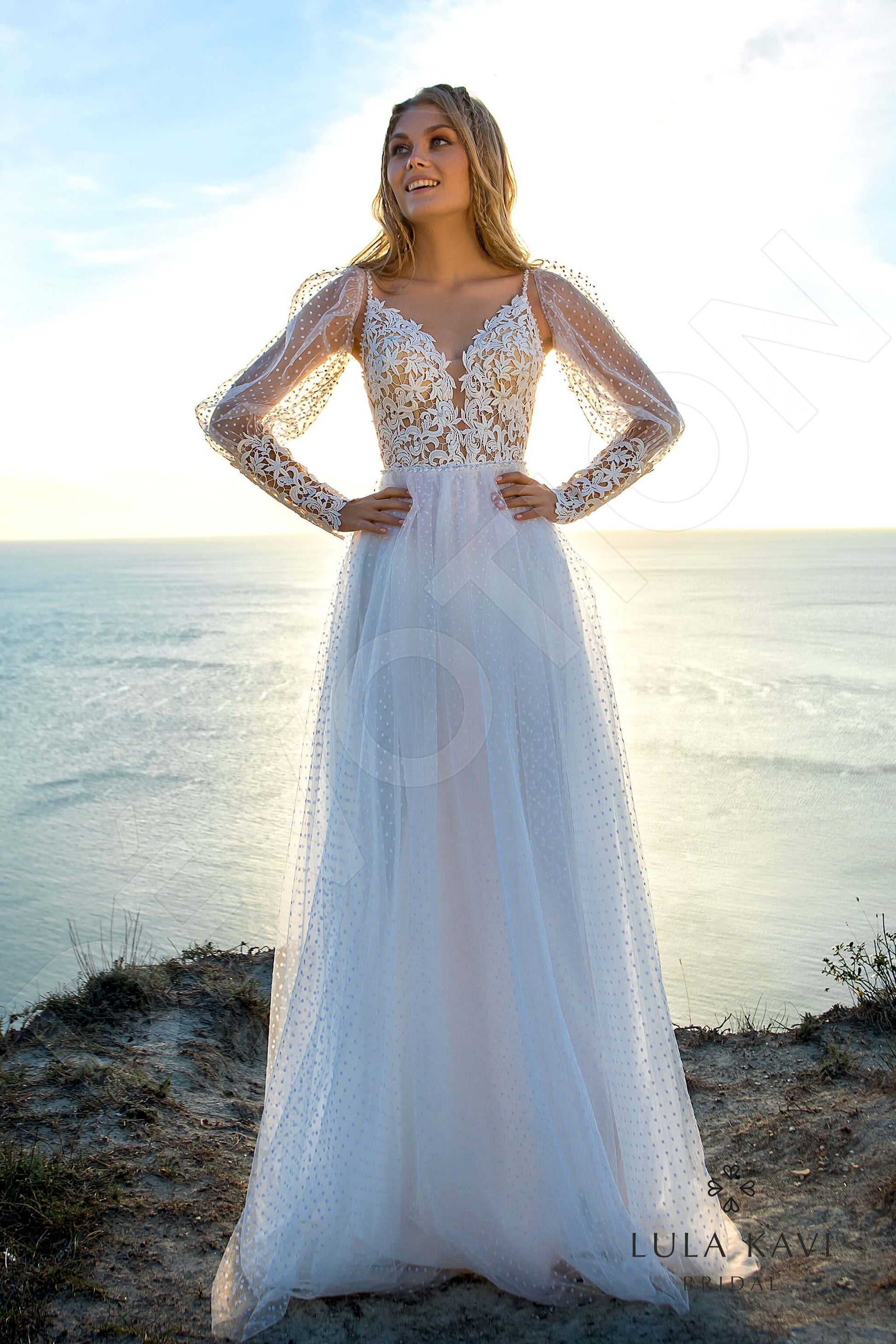 Tafari A-line Deep V-neck Milk Wedding dress