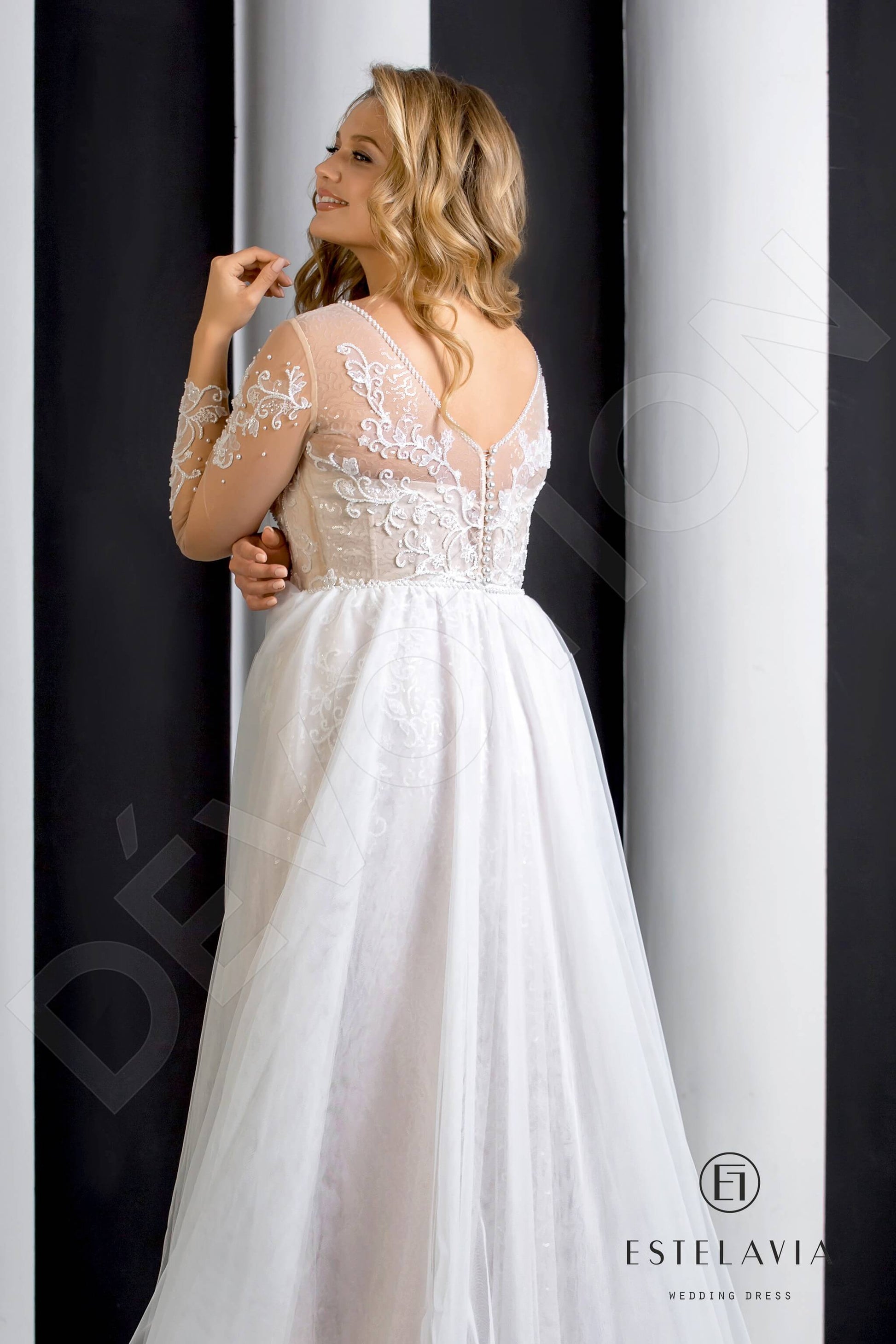 Aprilly A-line Illusion Milk Cappuccino Wedding dress