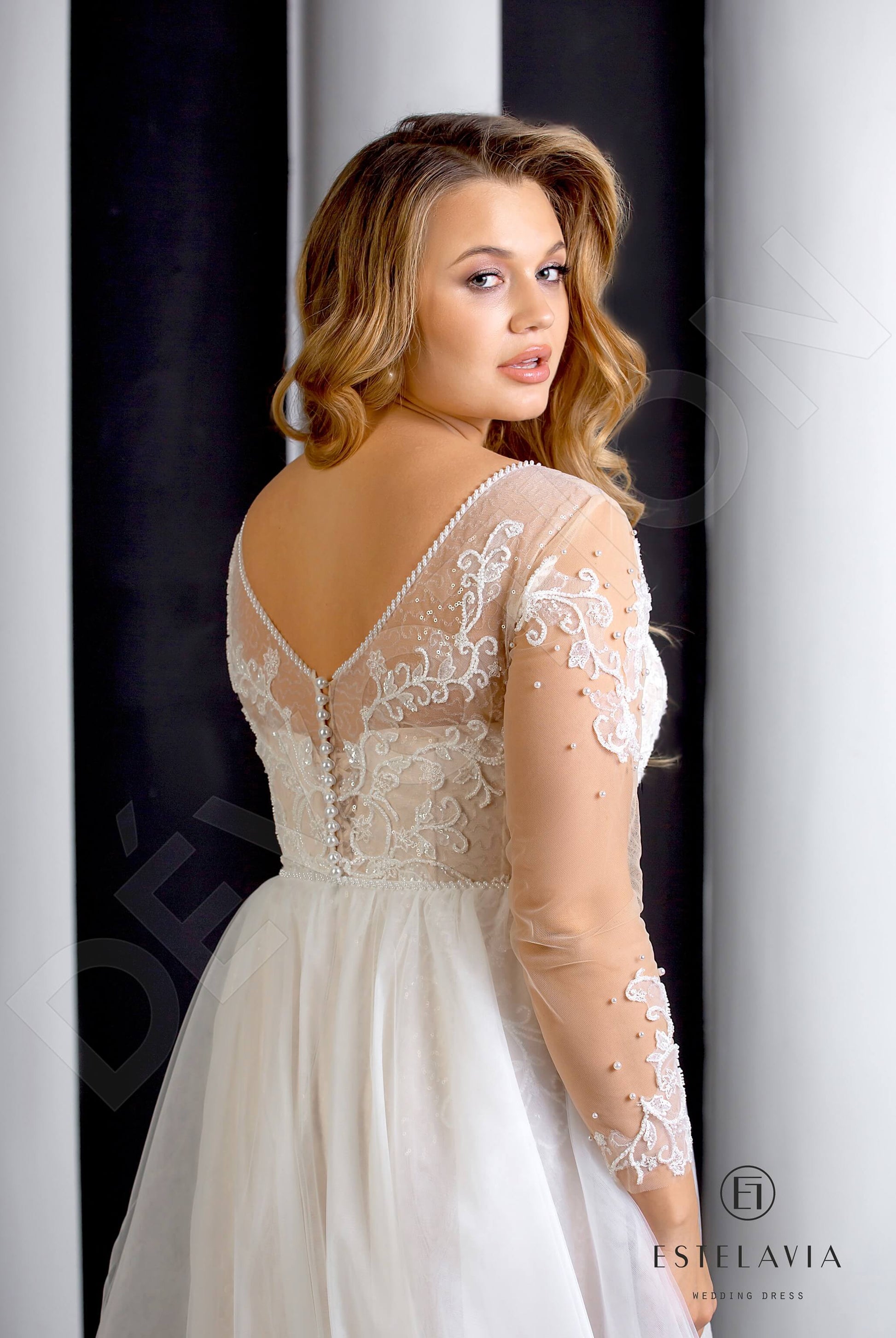 Aprilly A-line Illusion Milk Cappuccino Wedding dress