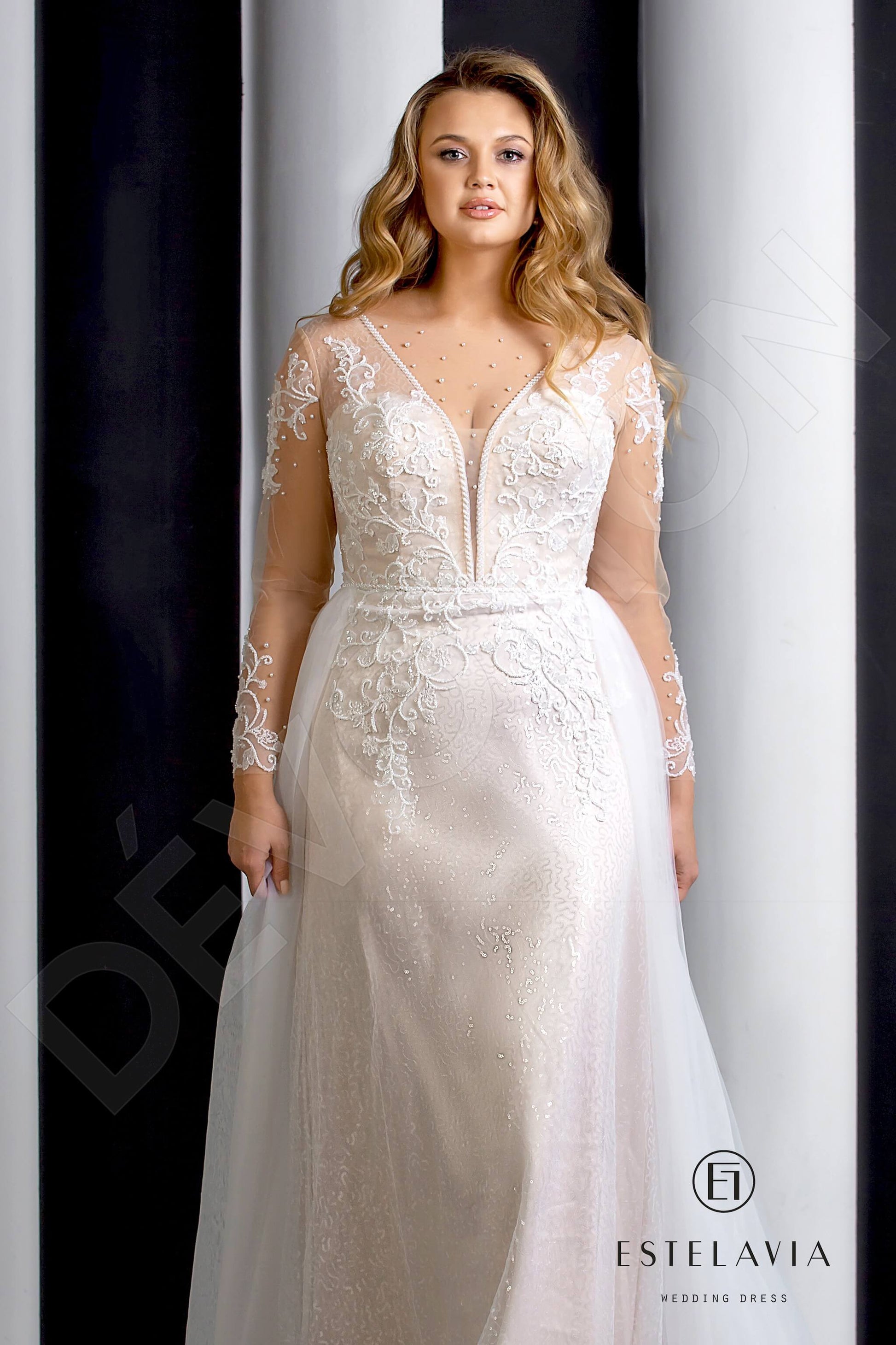 Aprilly A-line Illusion Milk Cappuccino Wedding dress