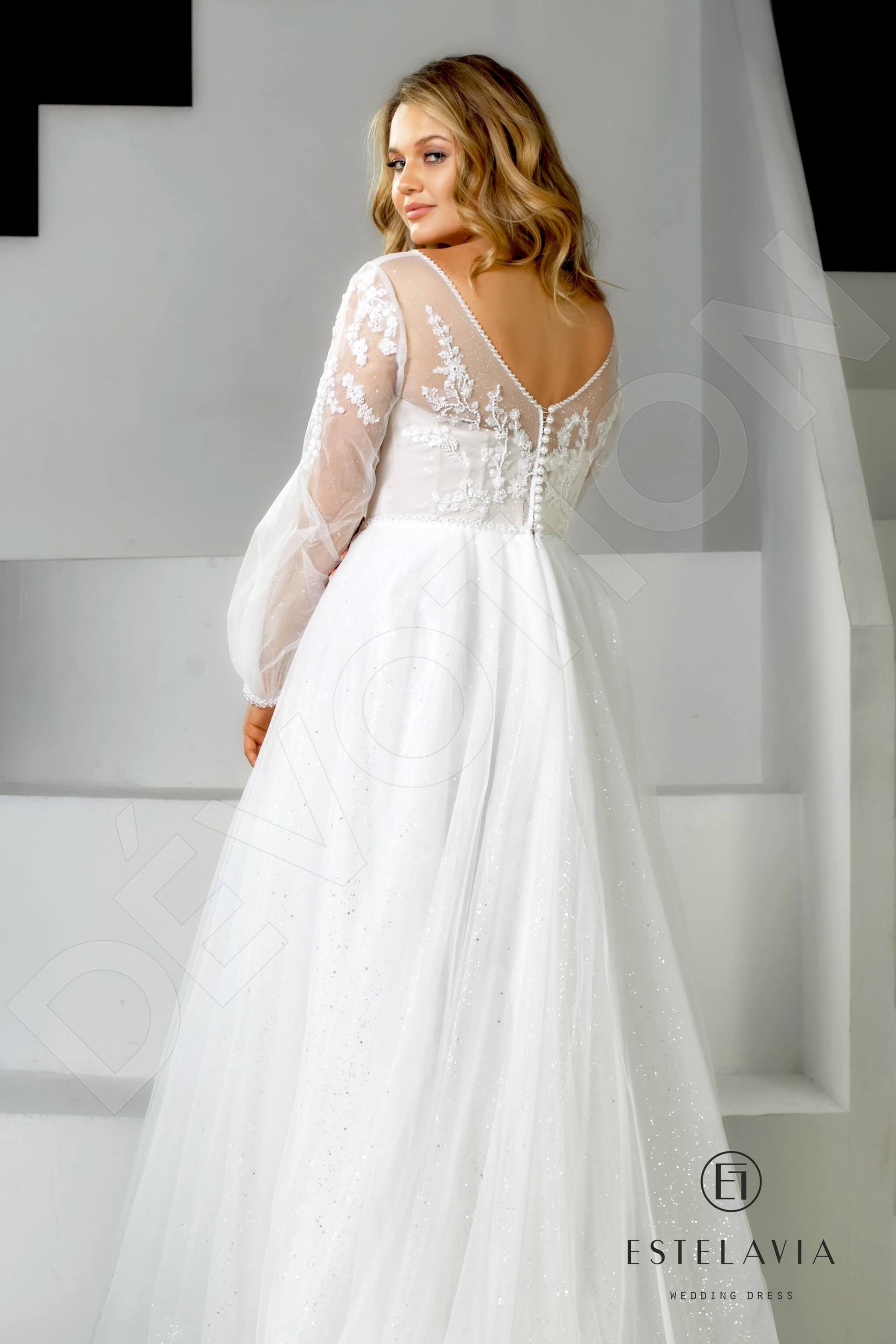 Harlin A-line V-neck Milk Wedding dress