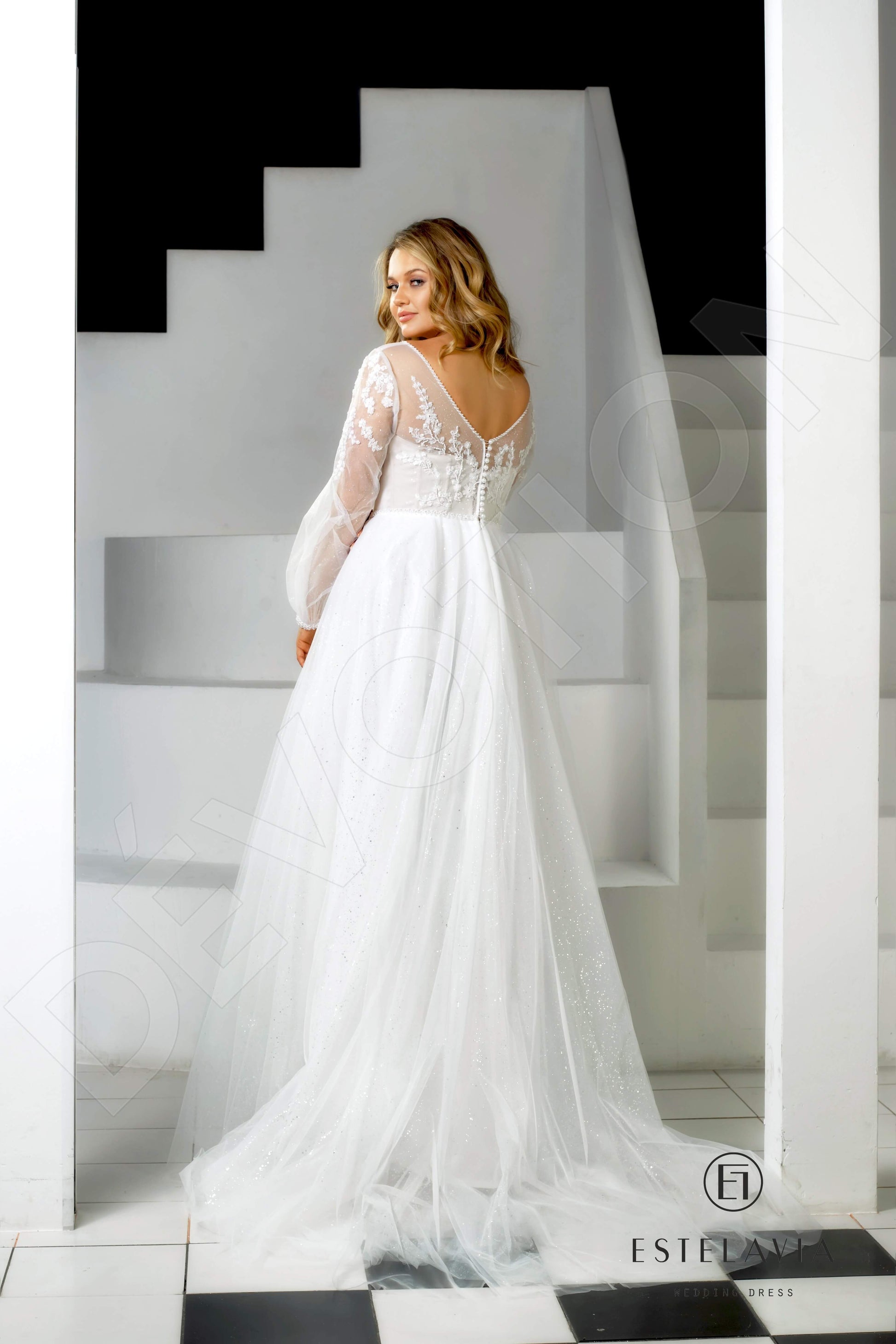 Harlin A-line V-neck Milk Wedding dress