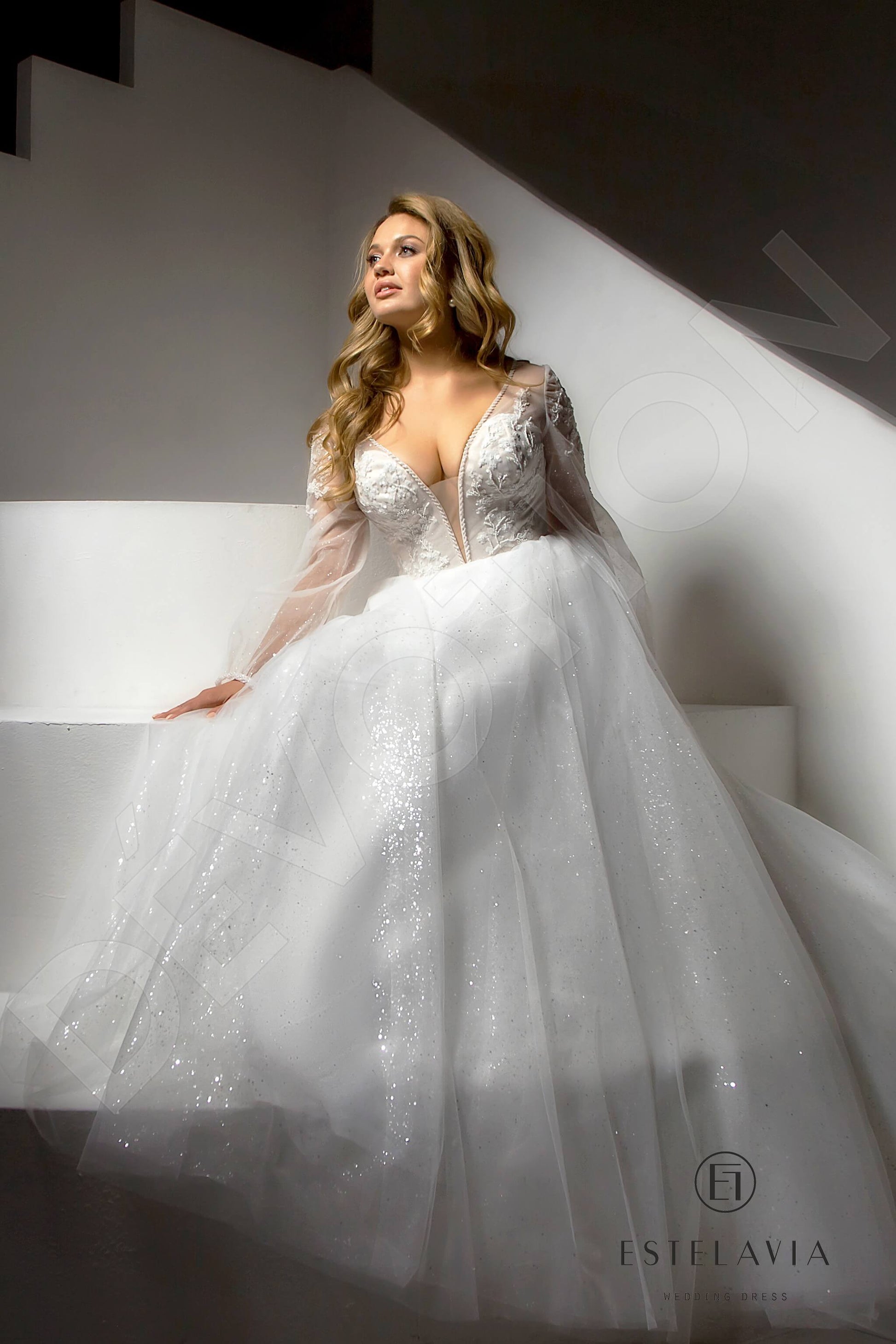 Harlin A-line V-neck Milk Wedding dress