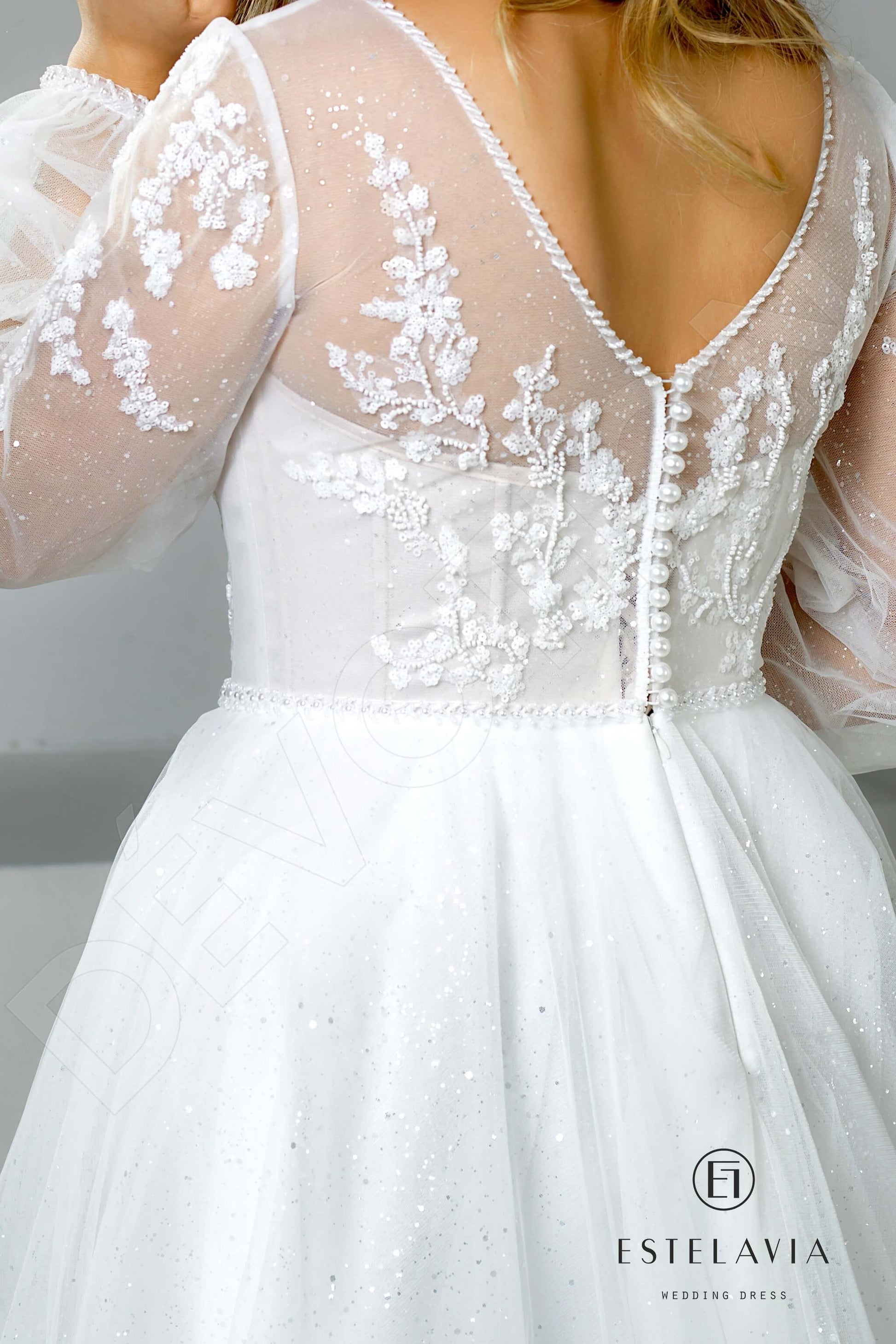 Harlin A-line V-neck Milk Wedding dress