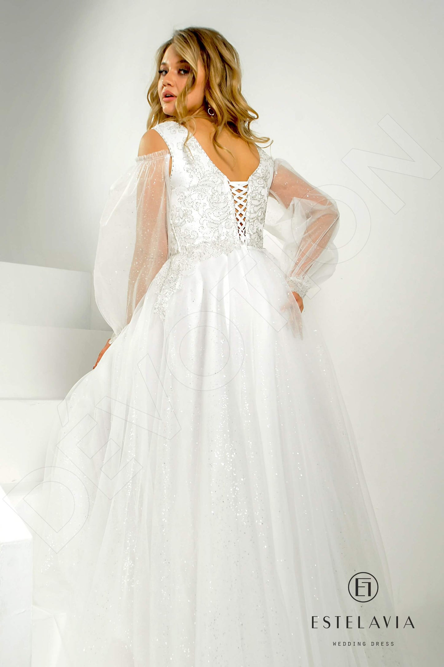 Lumina Open back A-line Long sleeve Wedding Dress 4