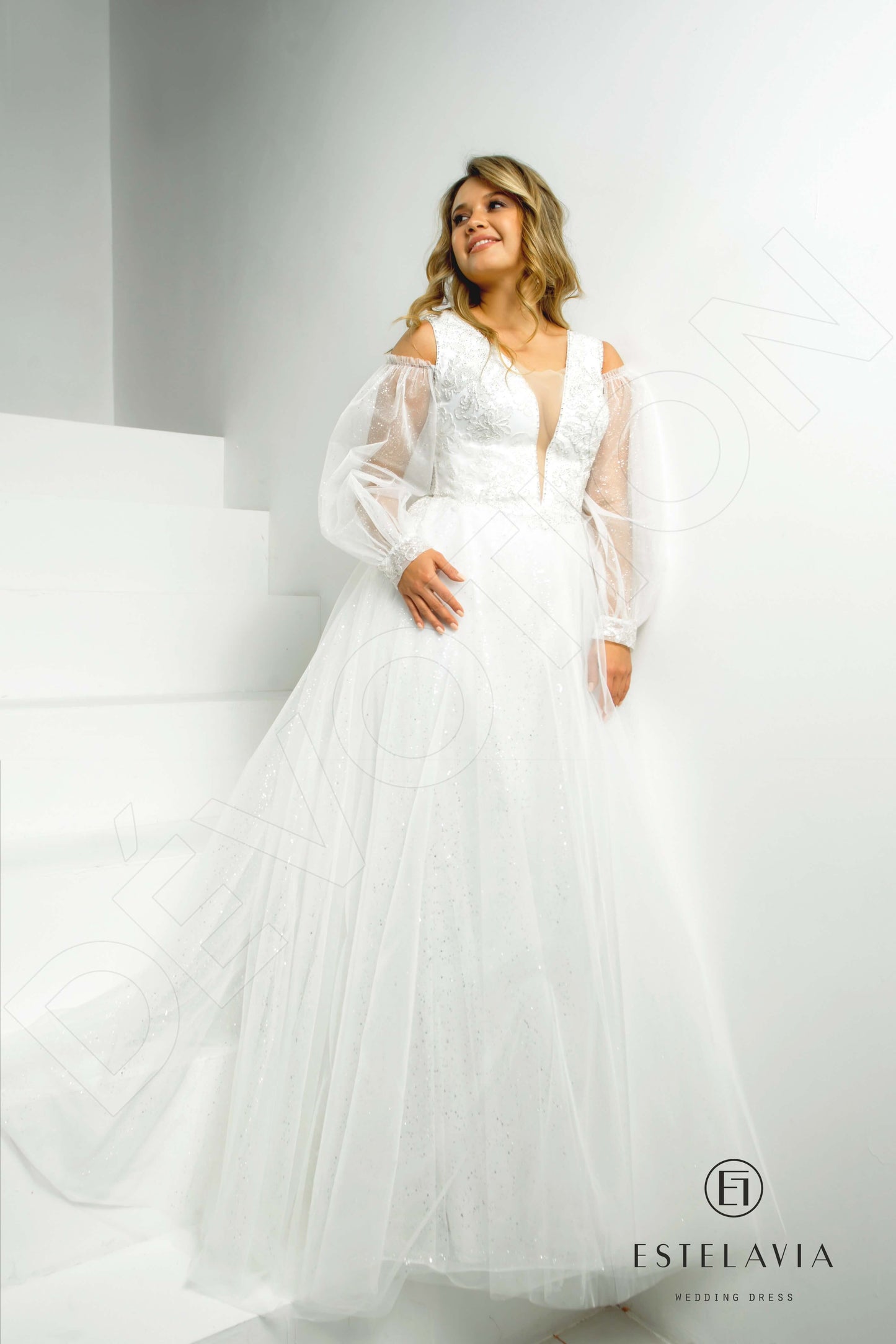 Lumina Open back A-line Long sleeve Wedding Dress 6