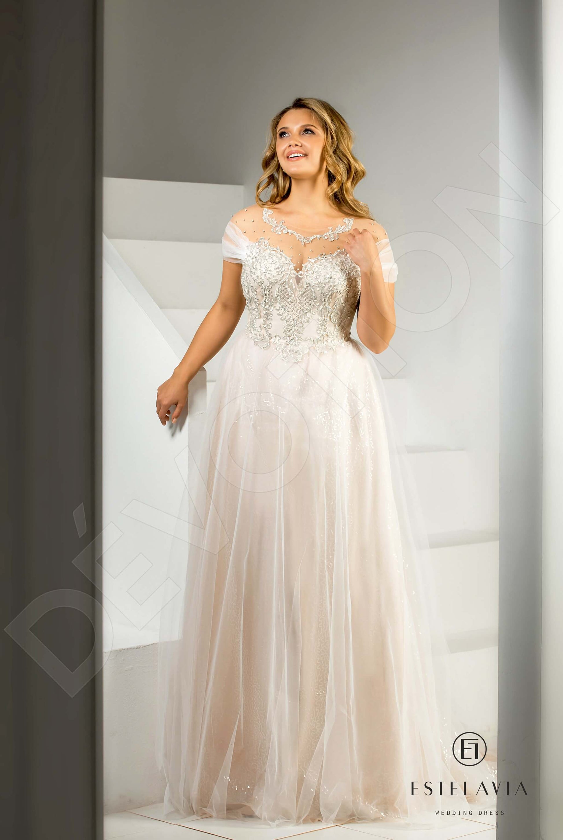 Malika A-line Jewel Cappuccino Wedding dress