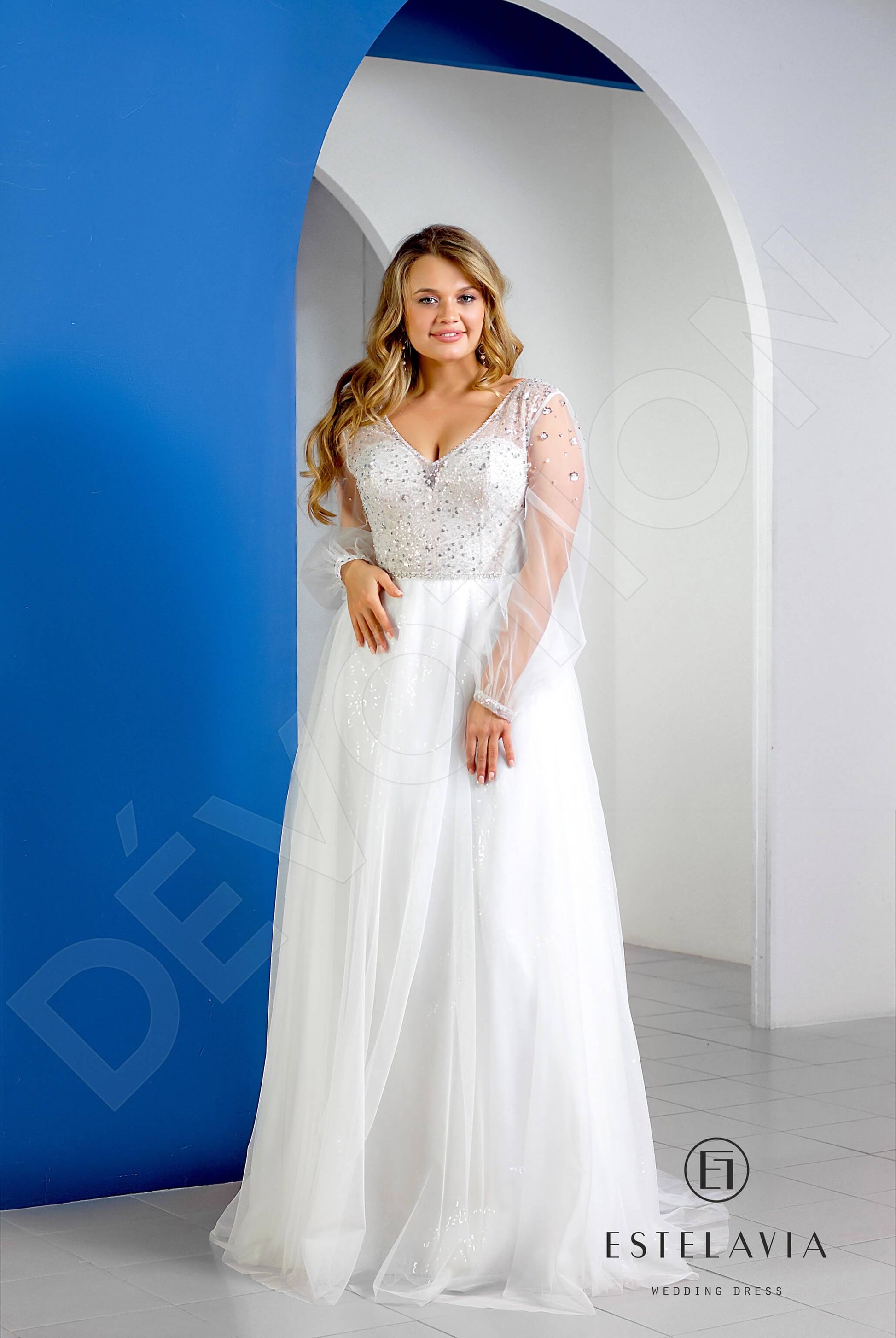 Rogneda A-line V-neck Milk Wedding dress