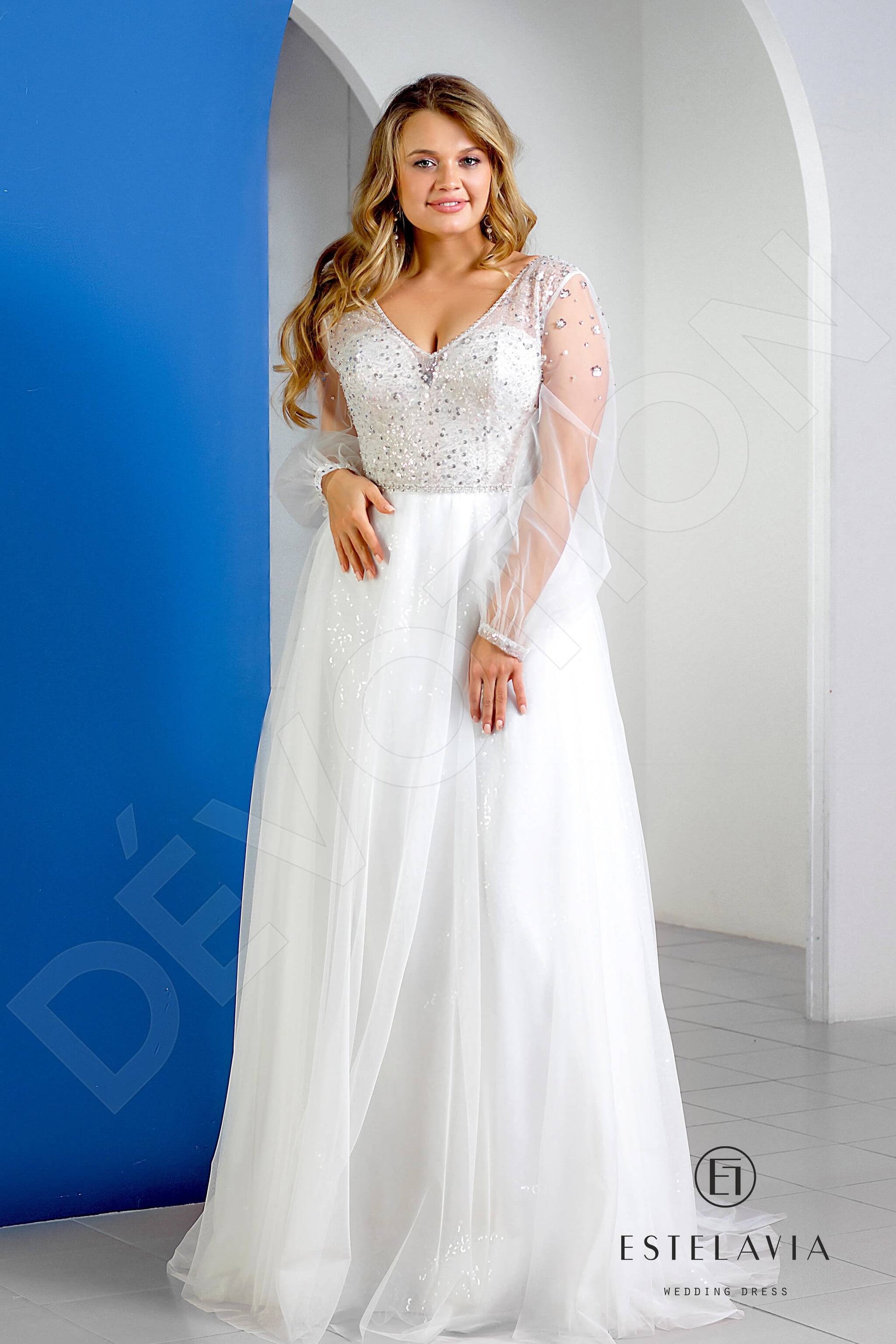 Rogneda A-line V-neck Milk Wedding dress