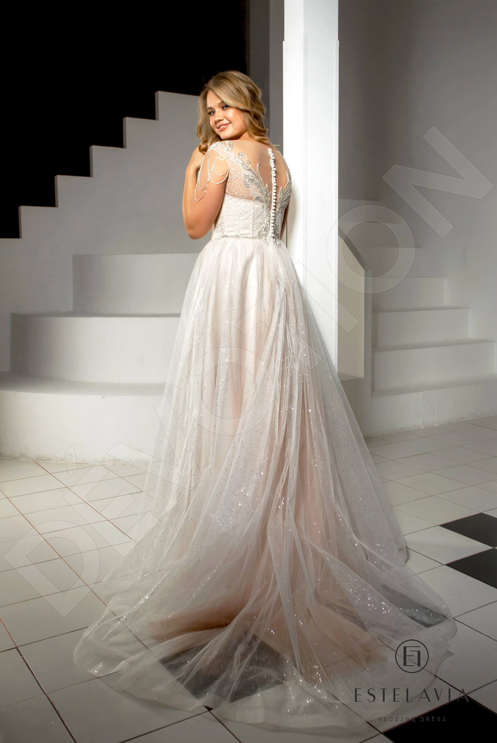 Vira A-line Illusion Cappuccino Wedding dress