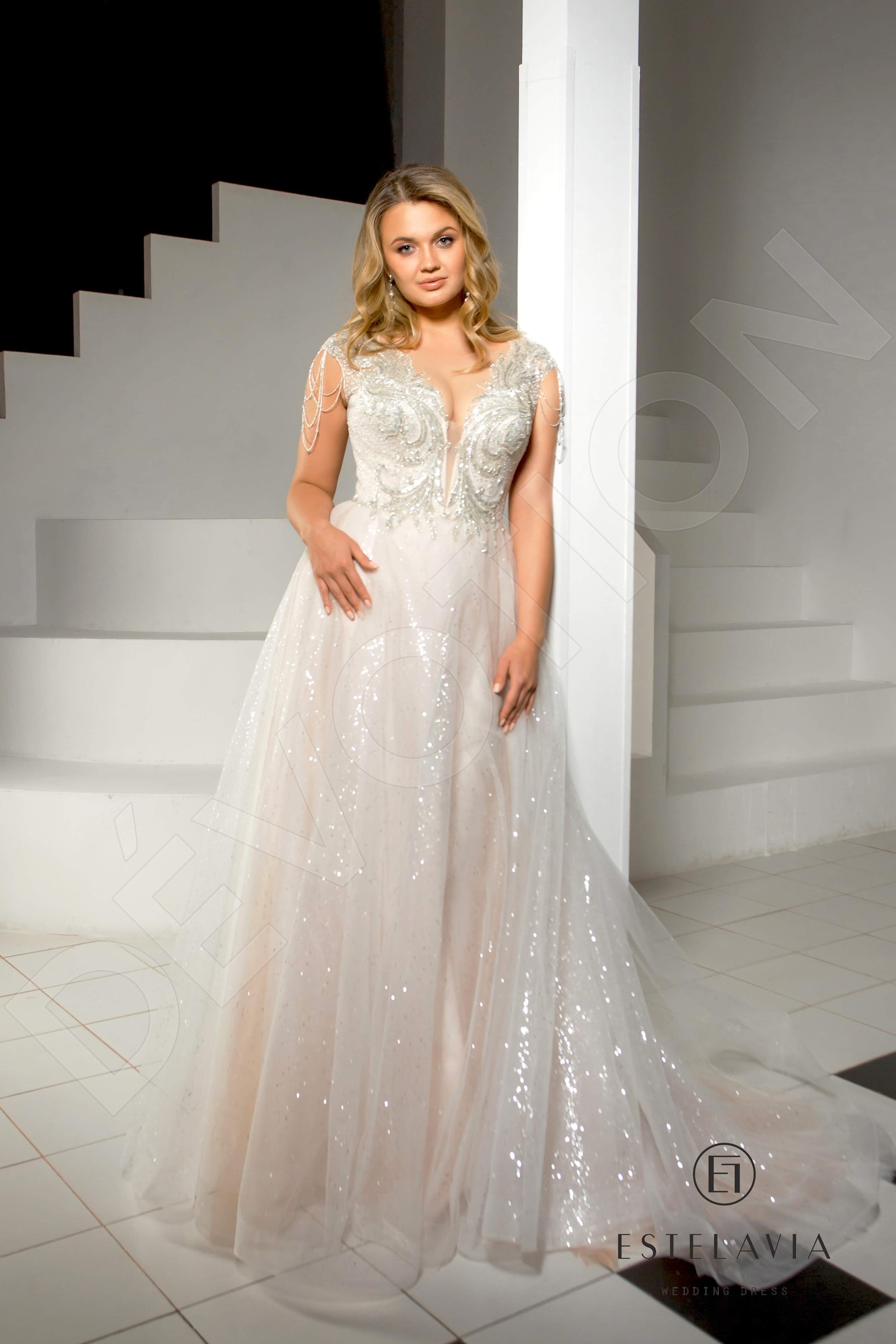 Vira A-line Illusion Cappuccino Wedding dress