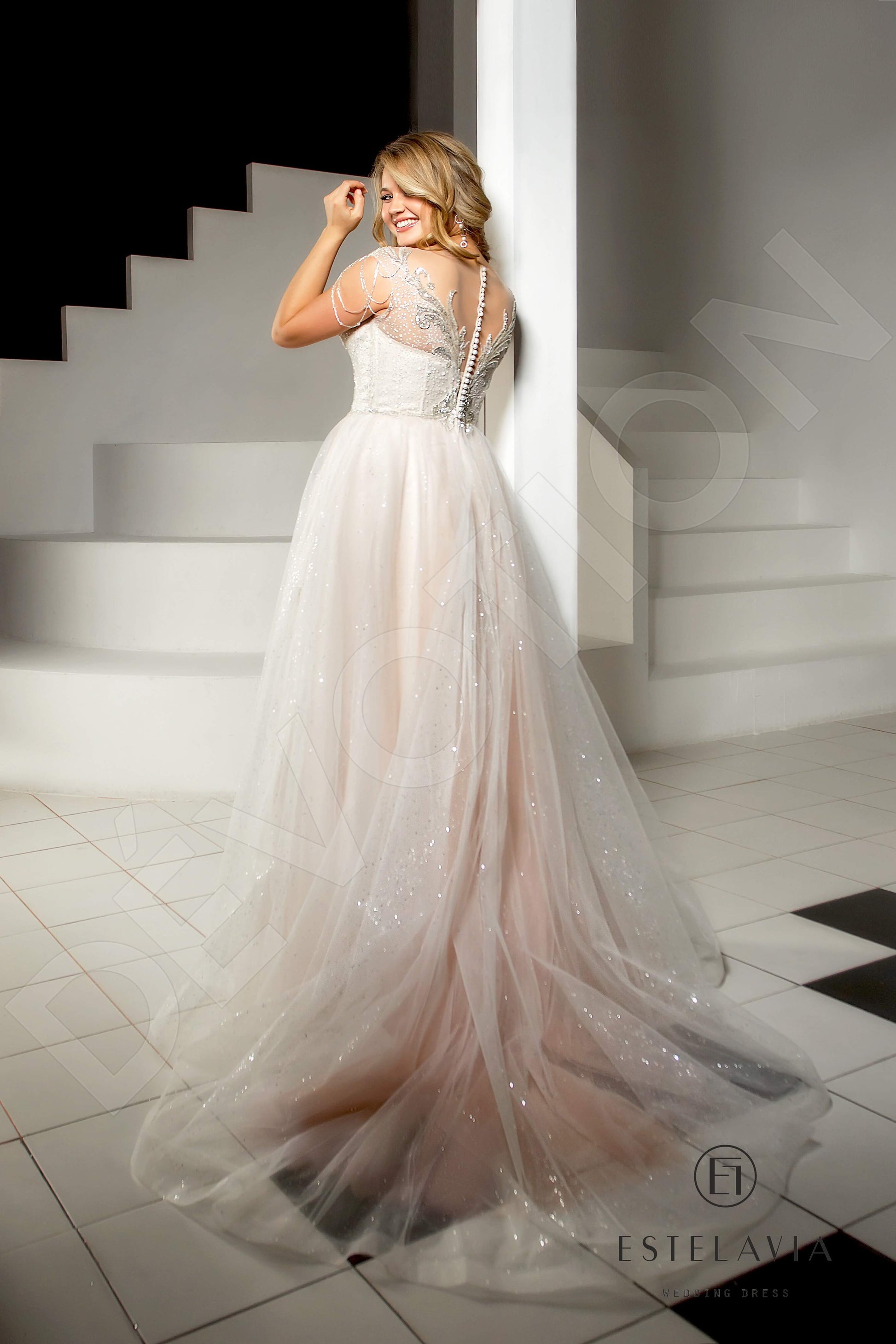 Vira A-line Illusion Cappuccino Wedding dress