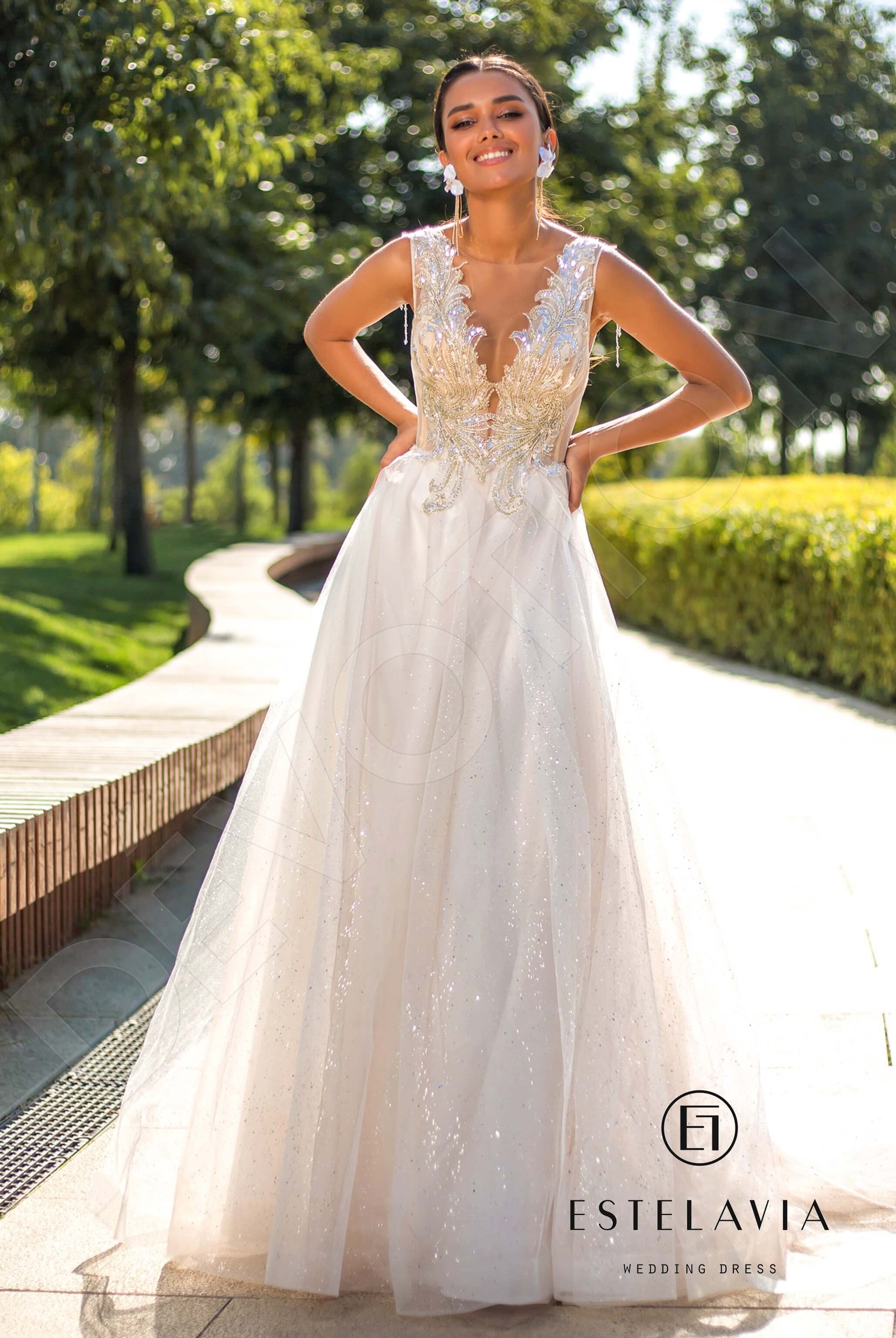 Monar A-line Illusion Milk Cappuccino Wedding dress