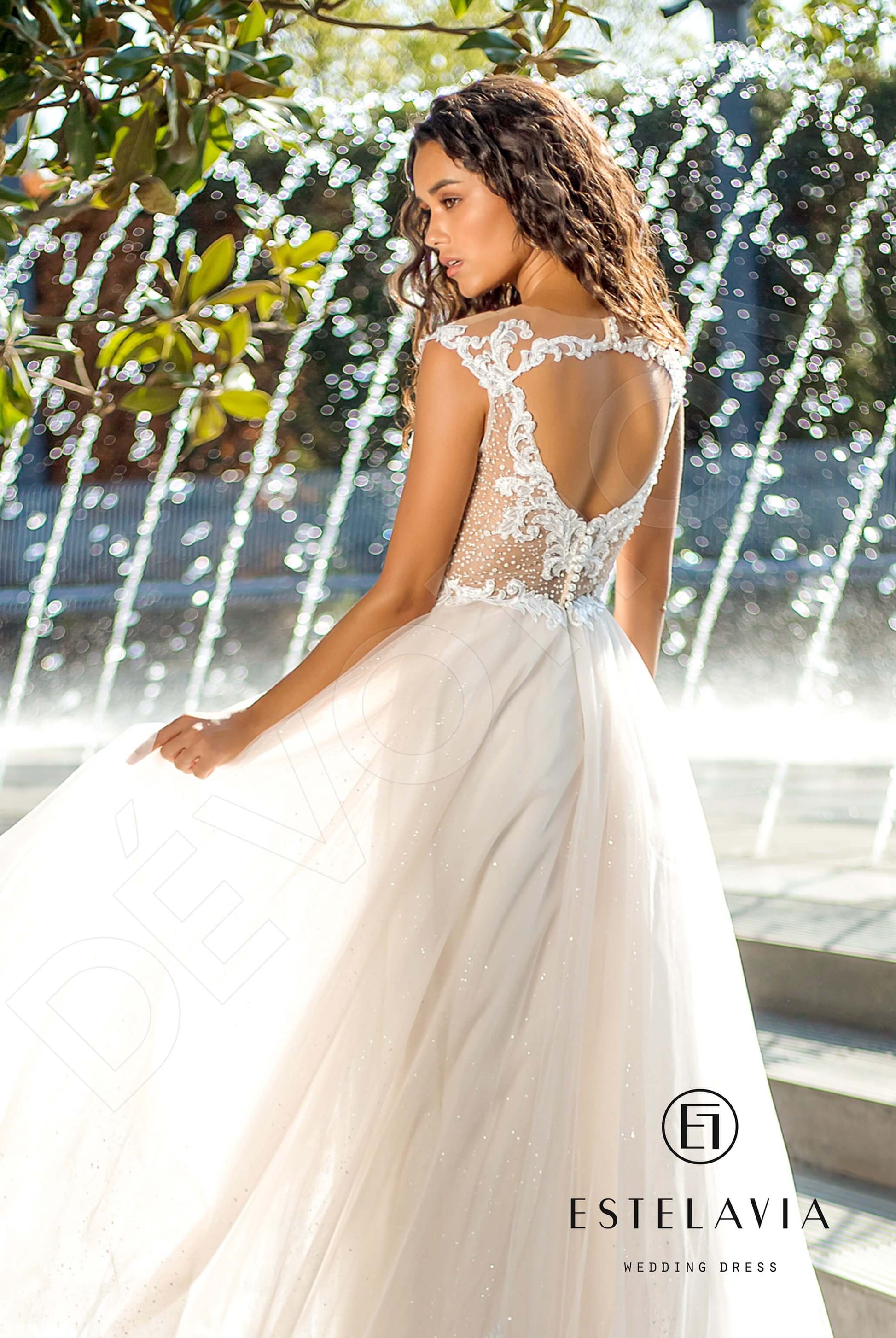 Gardenia A-line Illusion Milk Cappuccino Wedding dress