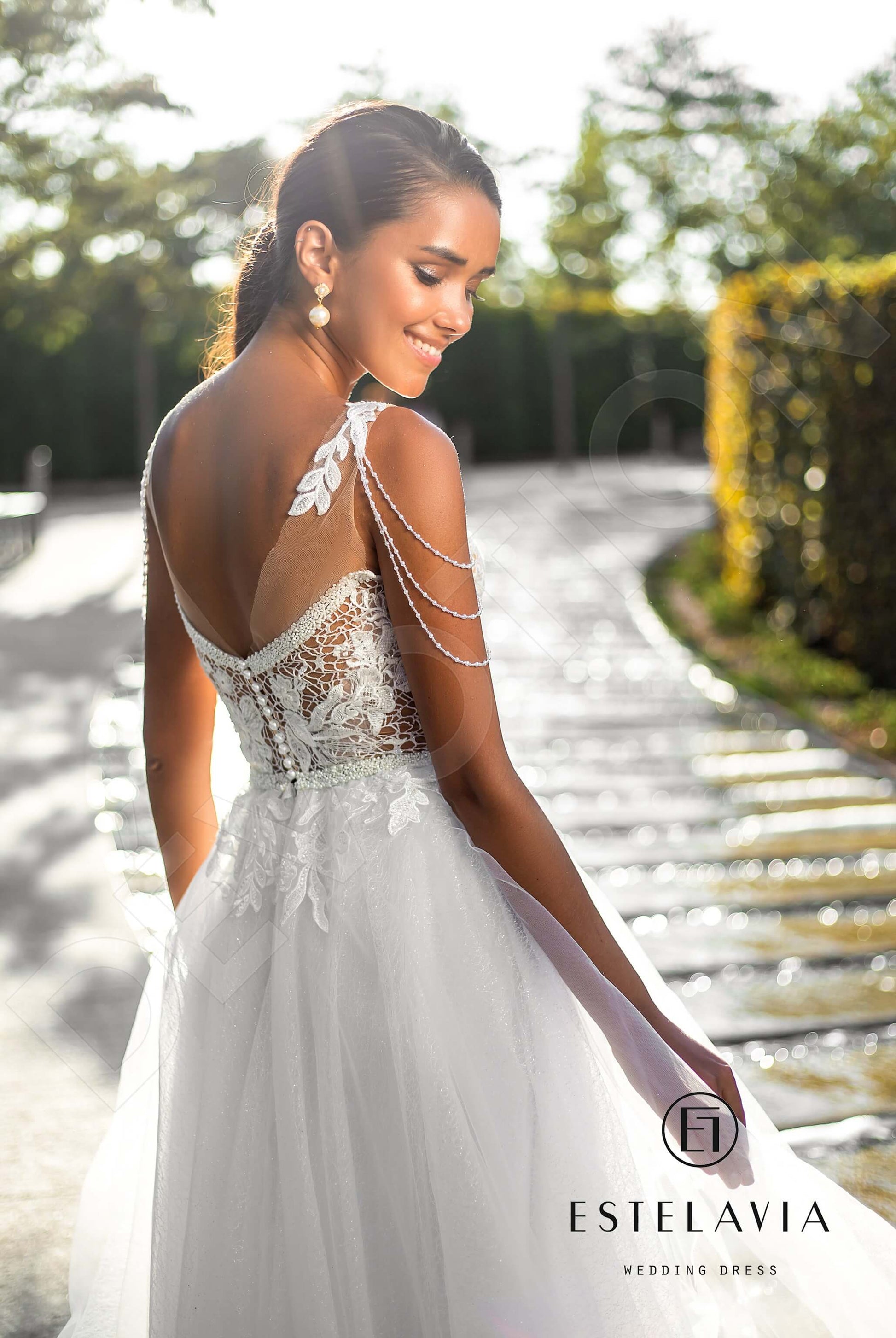 Danette A-line Boat/Bateau Milk Wedding dress