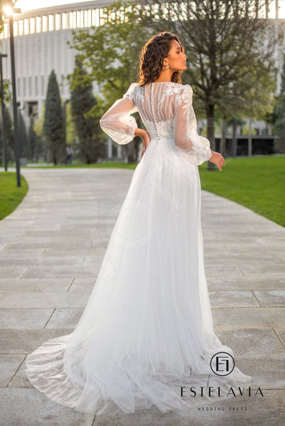 Nettie Full back A-line Long sleeve Wedding Dress Back