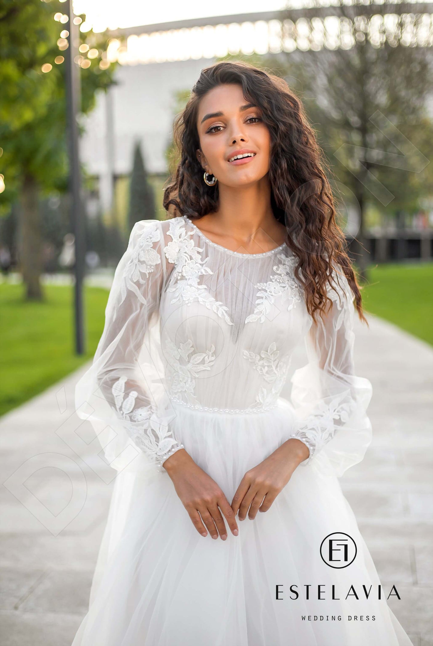 Nettie Full back A-line Long sleeve Wedding Dress 2