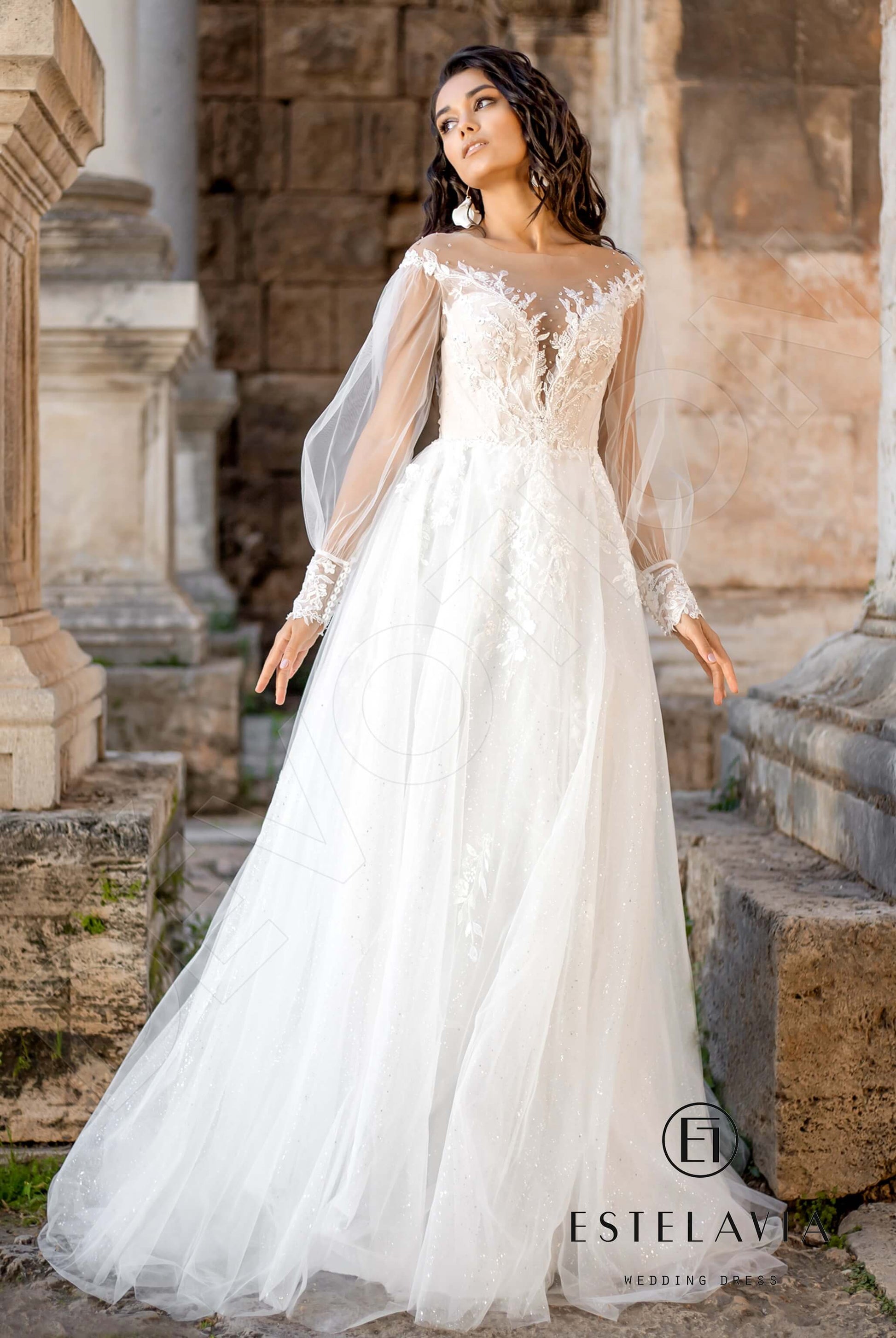 Tamin A-line Boat/Bateau Milk Wedding dress