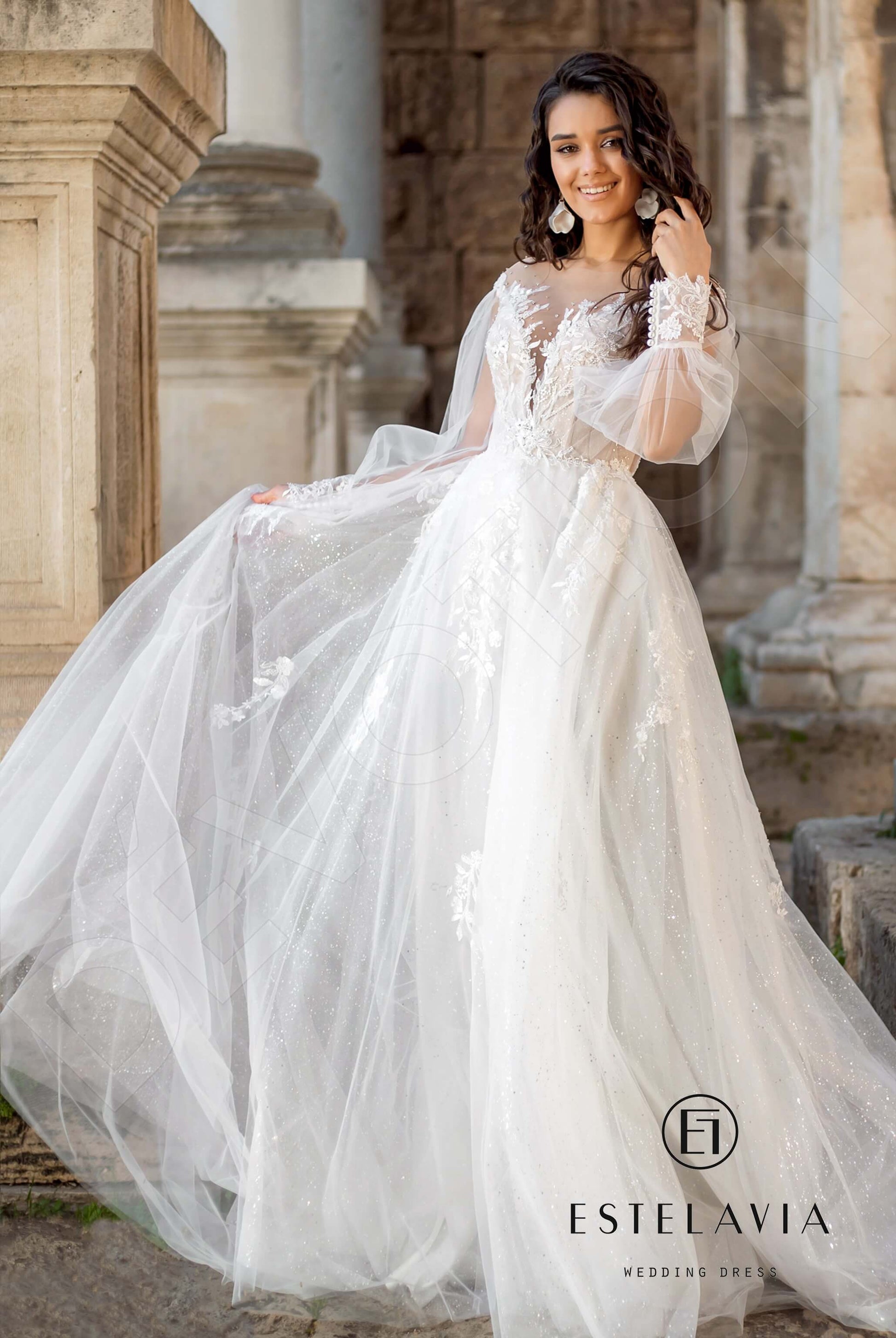 Tamin A-line Boat/Bateau Milk Wedding dress