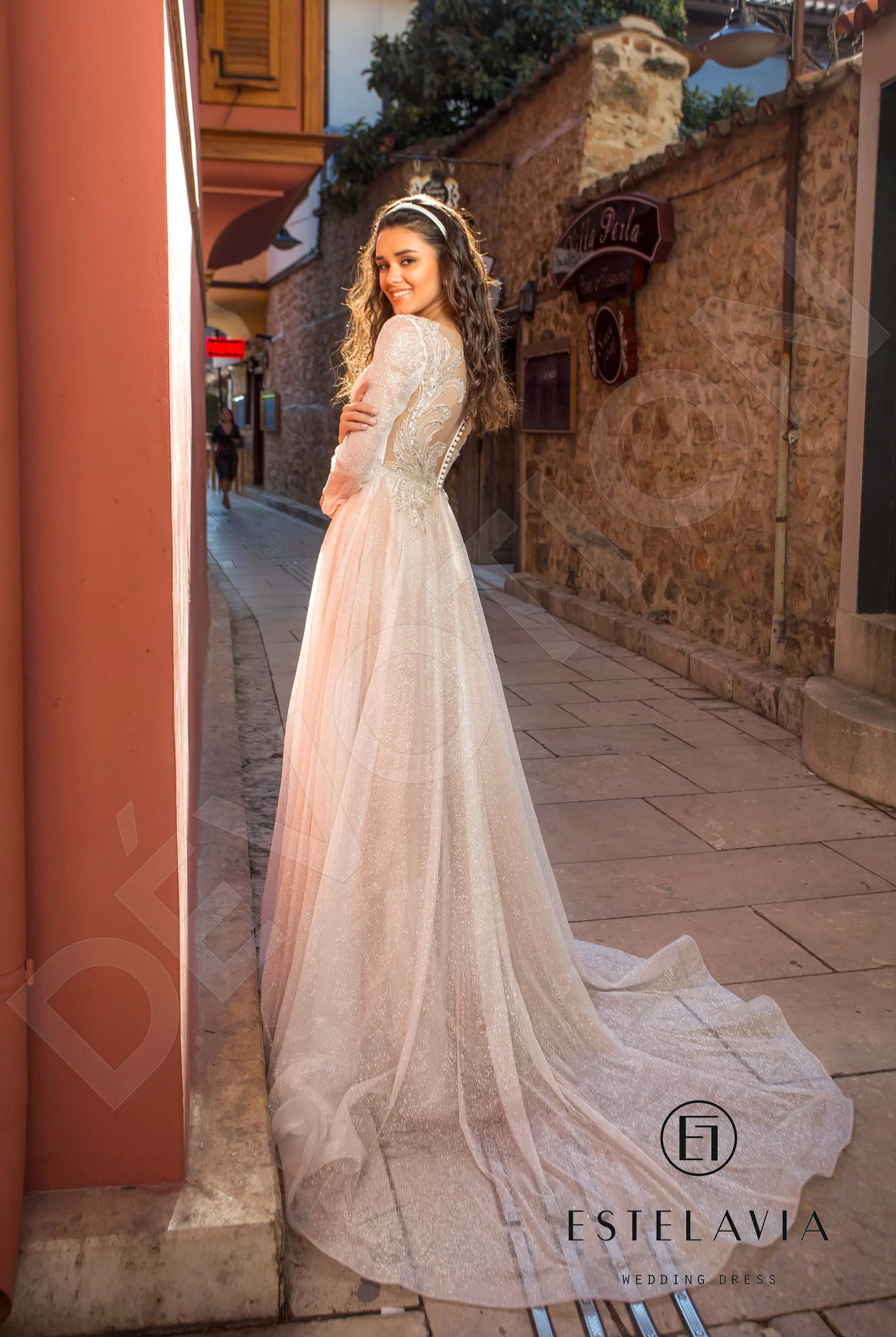 Cami A-line Boat/Bateau Milk Cappuccino Wedding dress