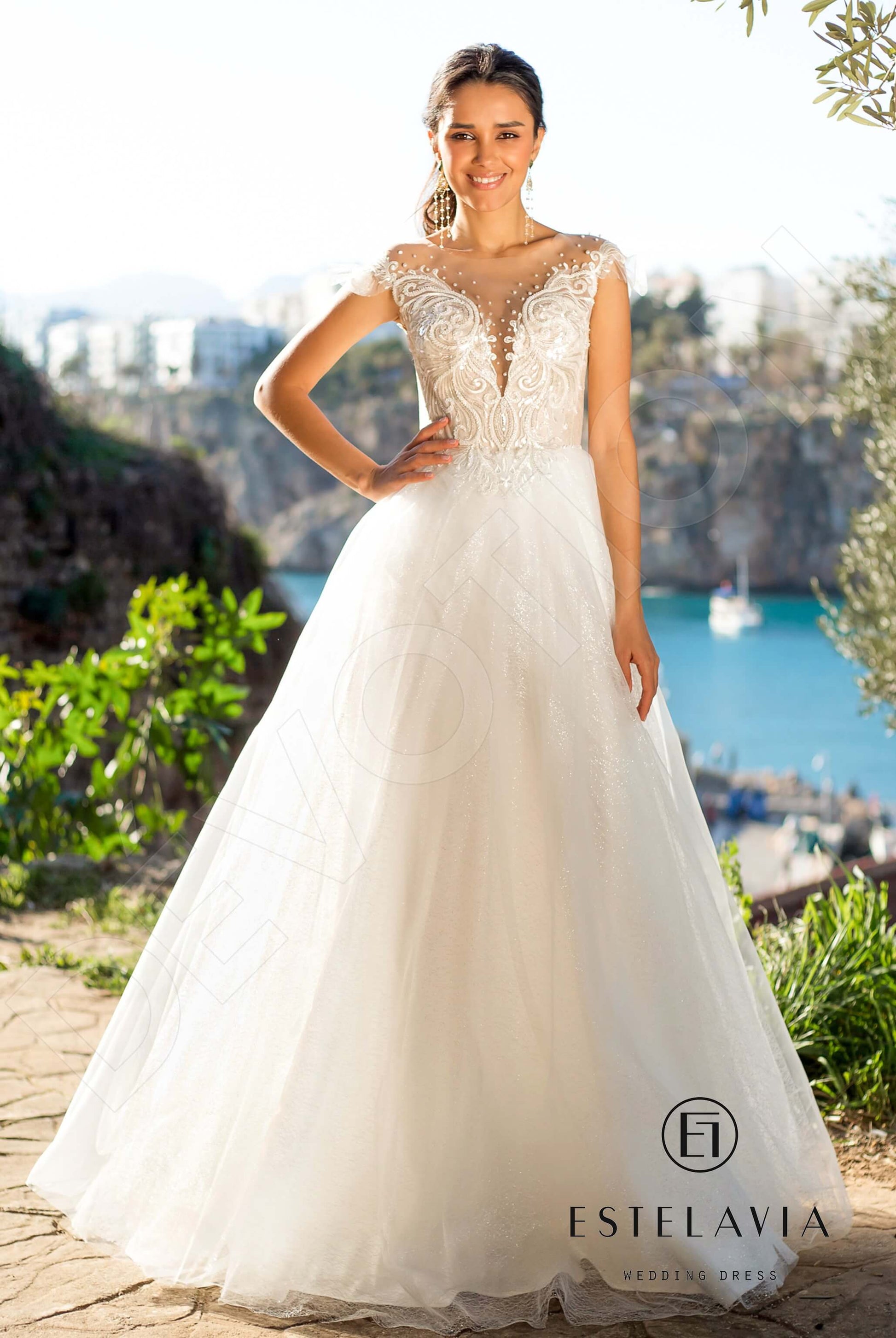 Connie A-line Illusion Milk Wedding dress