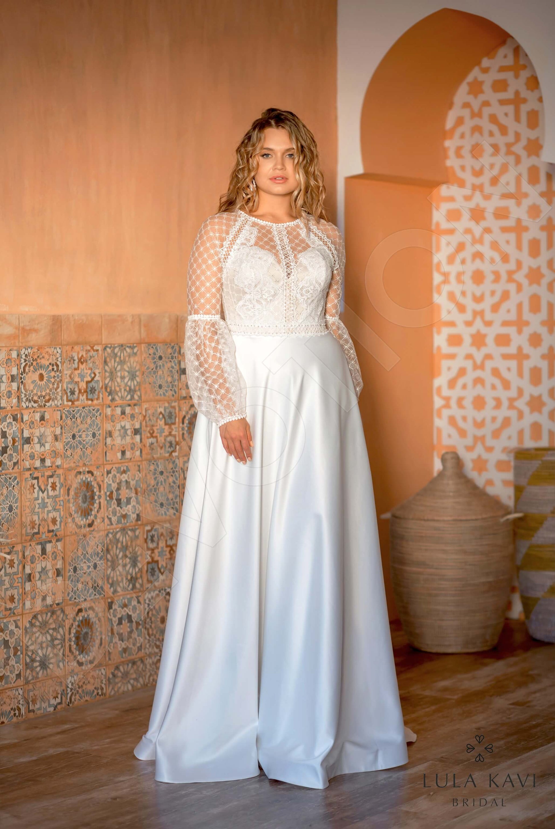 Edithe A-line Jewel Milk Wedding dress