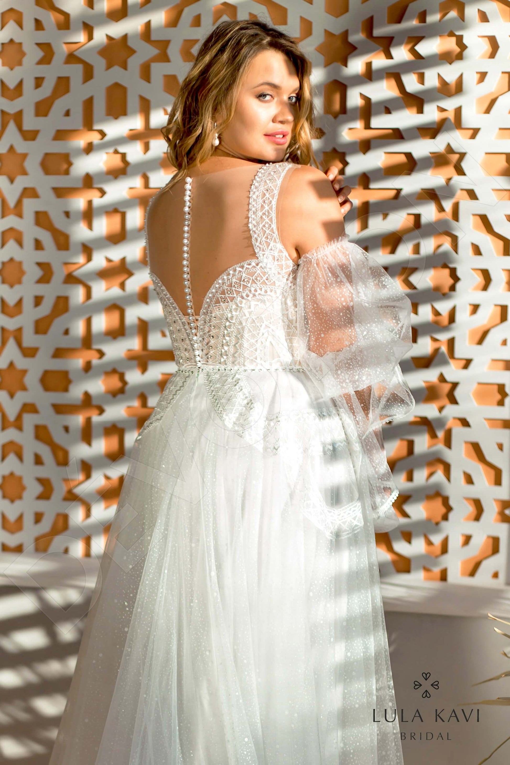 Kifaya A-line Illusion Milk Wedding dress