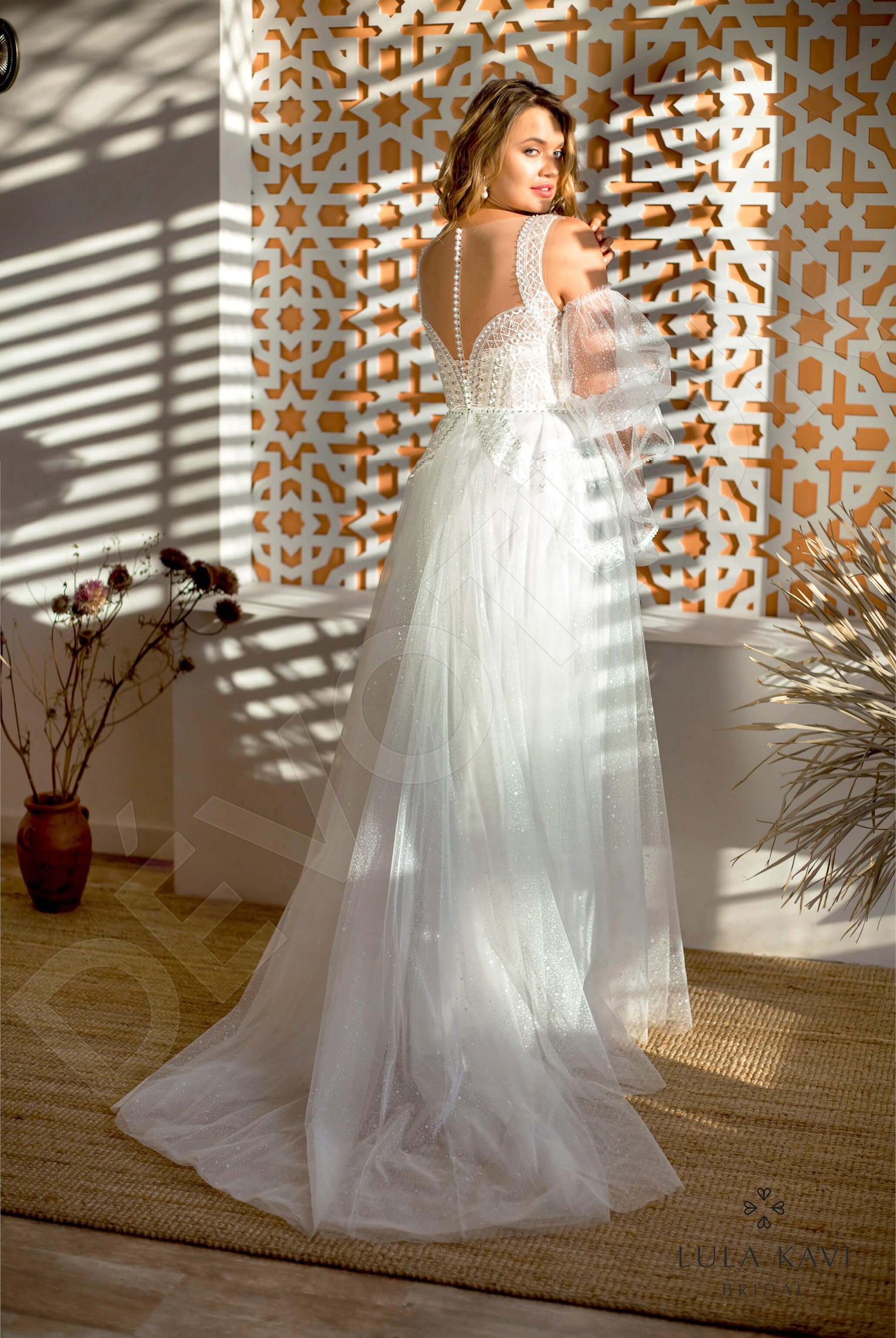 Kifaya A-line Illusion Milk Wedding dress