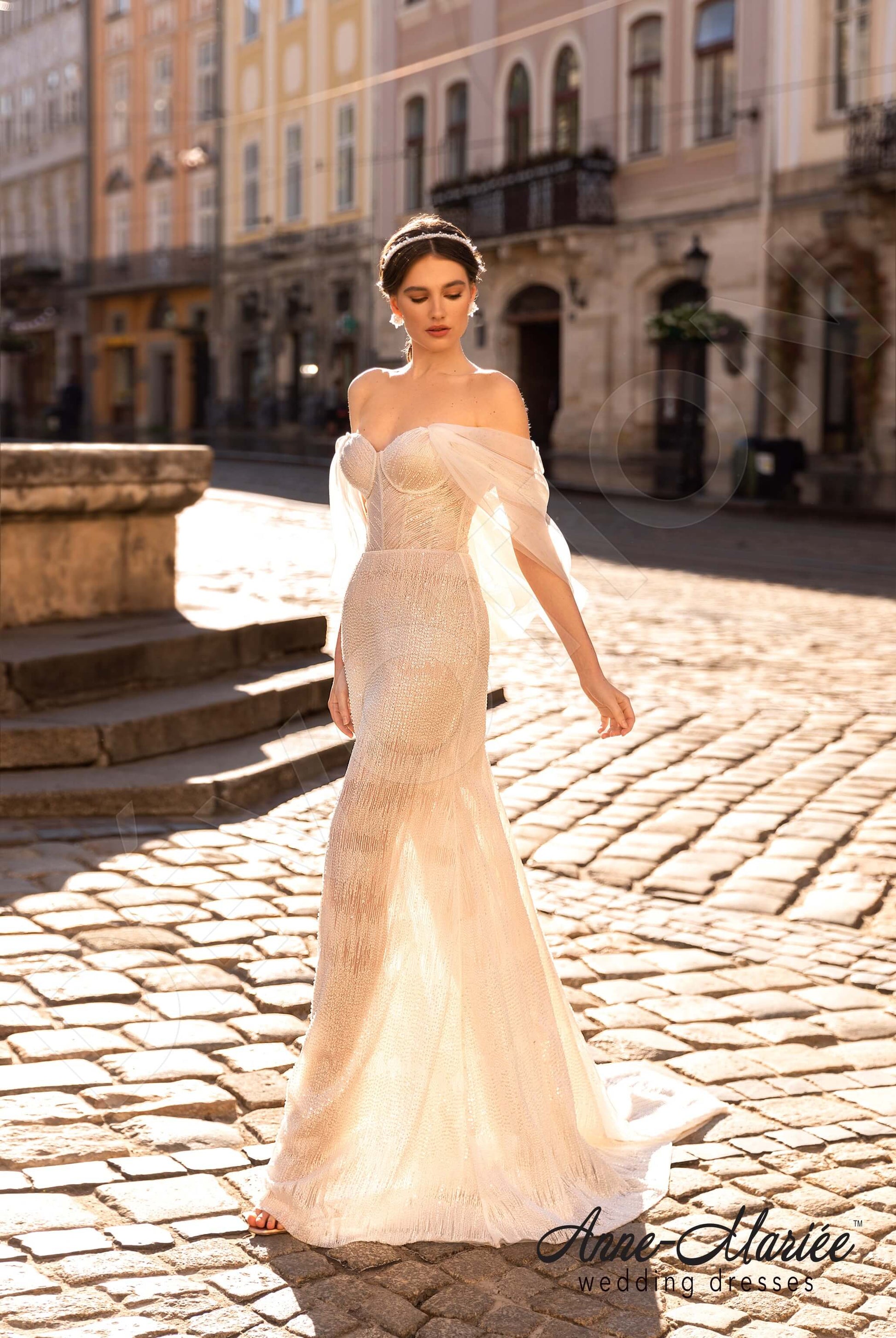 Brice Trumpet/Mermaid Sweetheart Milk Nude Wedding dress